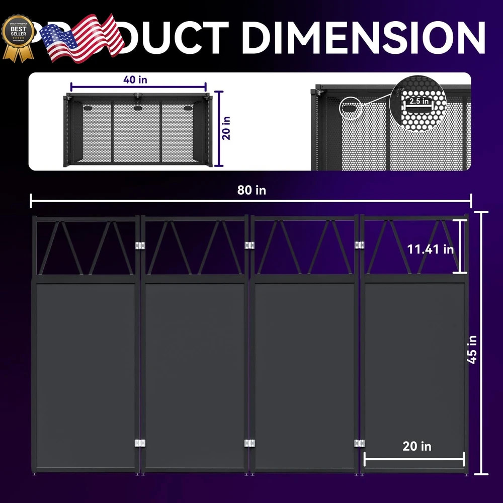 Portable DJ Booth,Foldable DJ Table Stand with Light Stand White & Black