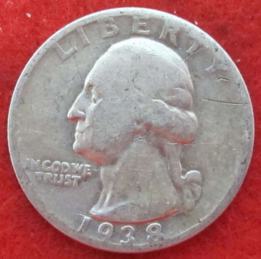 1938 S Washington Silver Quarter - Circulated - Actual Coin L1077