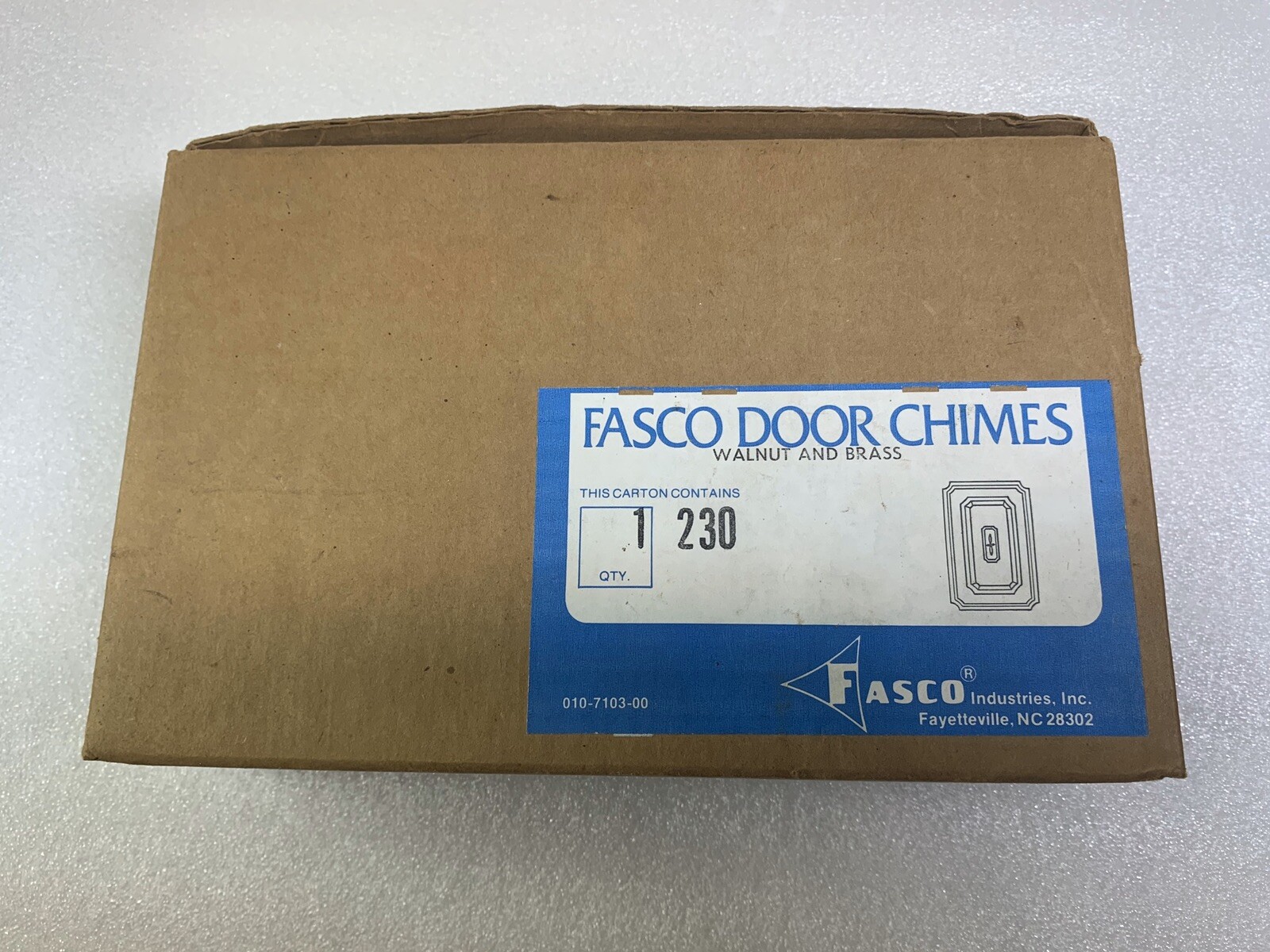 RARE FASCO Entrance DOOR CHIME WALNUT AND BRASS New Old Stock MODEL 230