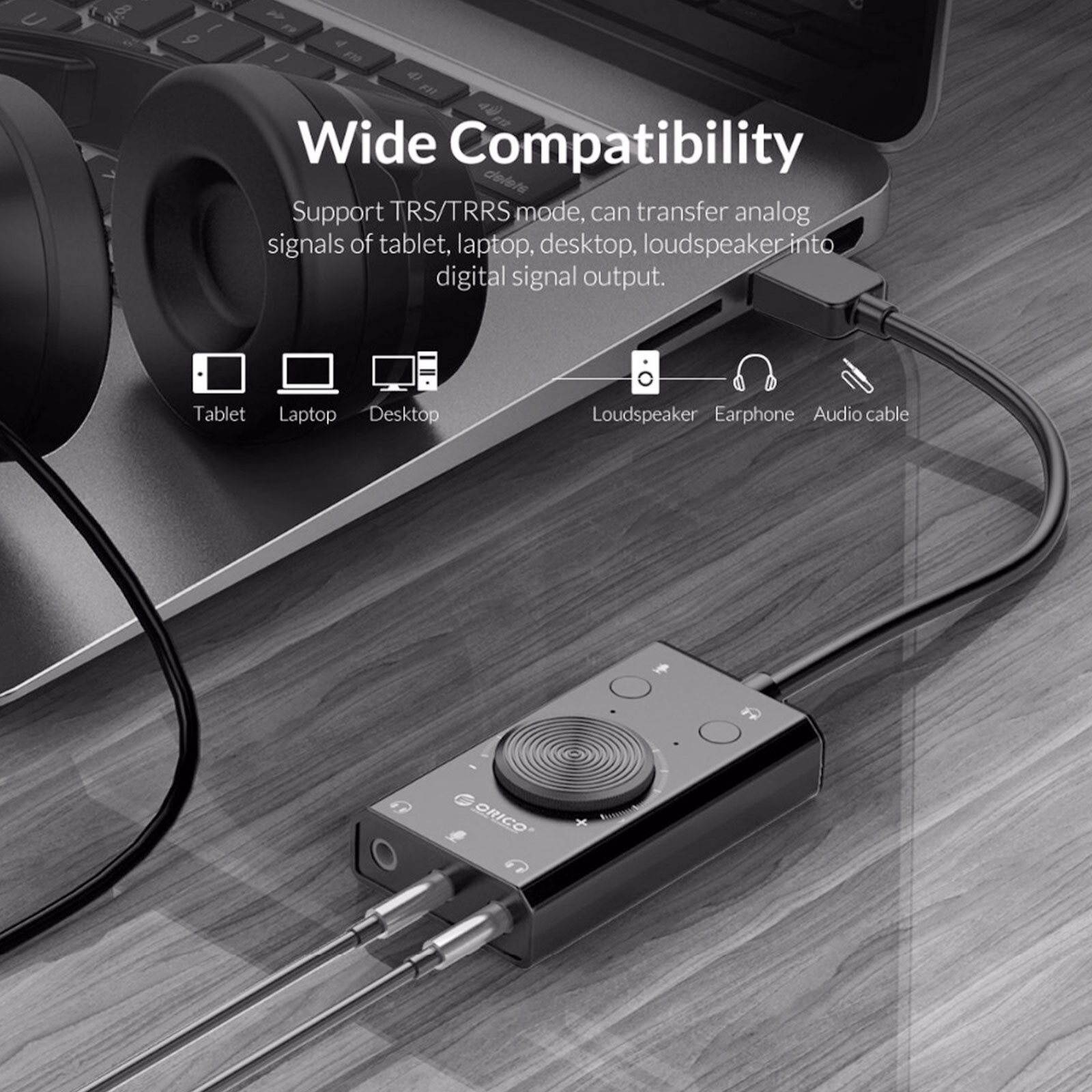 3Port USB Sound Card 7.1 Channel External Audio Adapter 3.5mm Stereo Headset Mic