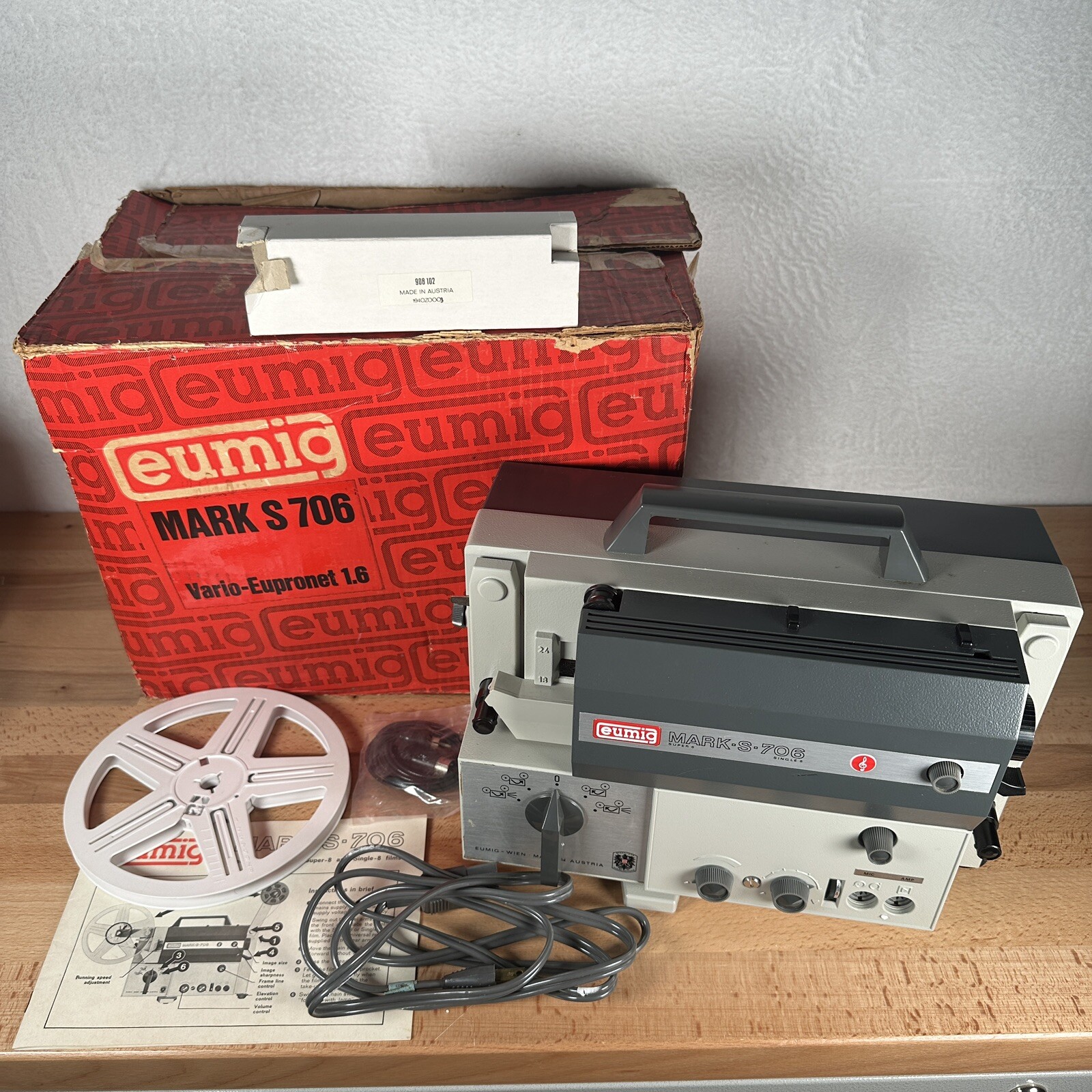 EUMIG Mark-S706 8mm Sound Film Projector Use for Film Tested RUNS NEEDS NEW BULB