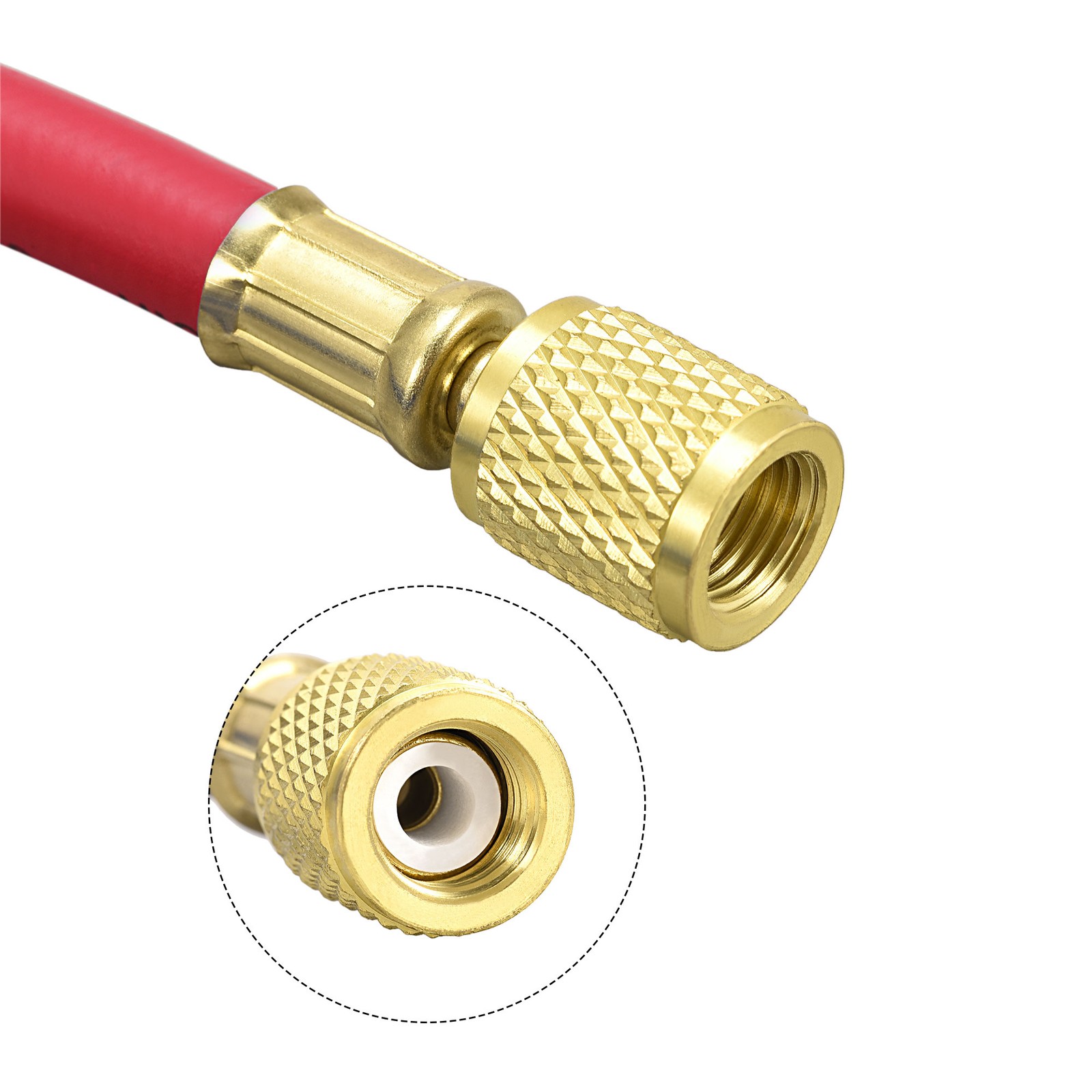 1/4 SAE Thread Charging Hose Tube 600Psi 3.0M Red for AC Refrigeration HVAC Hose