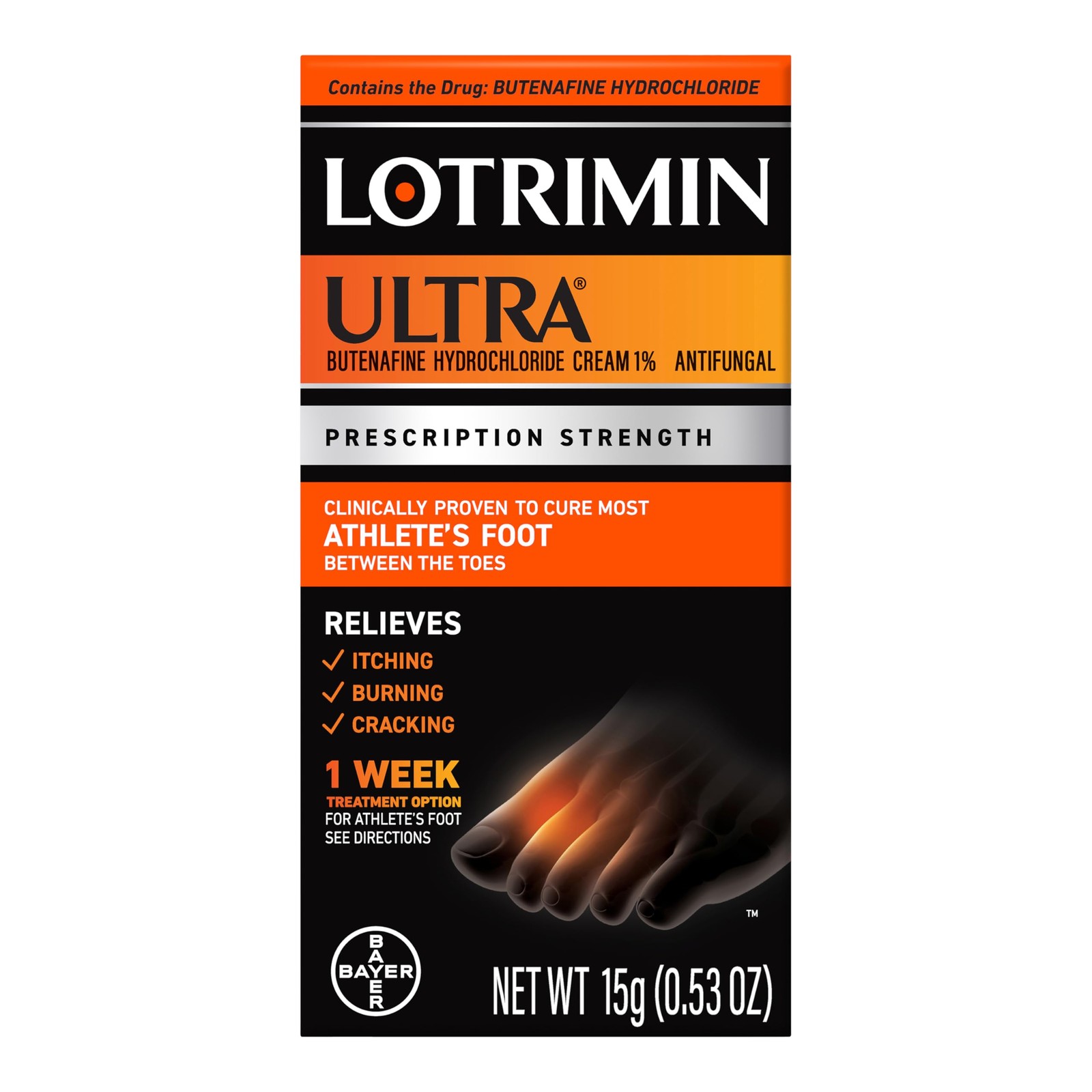 Lotrimin Ultra 1 Week Athlete's Foot Treatment, 0.53 Ounce (Pack of 1), White