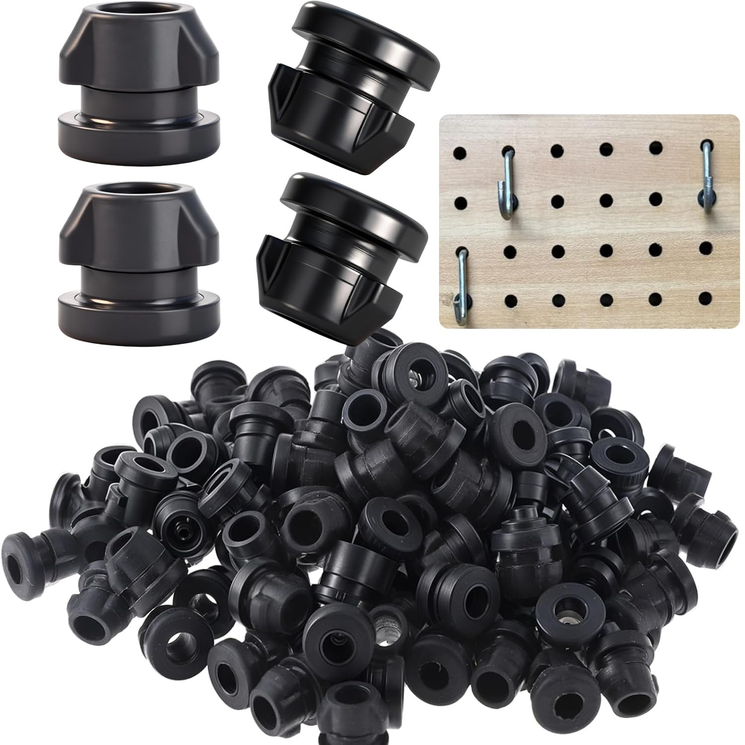 60Pcs Pegboard Hook Locks, Secure Anti-Fall Locks for 1/4"-9/32" Pegboard Hol...