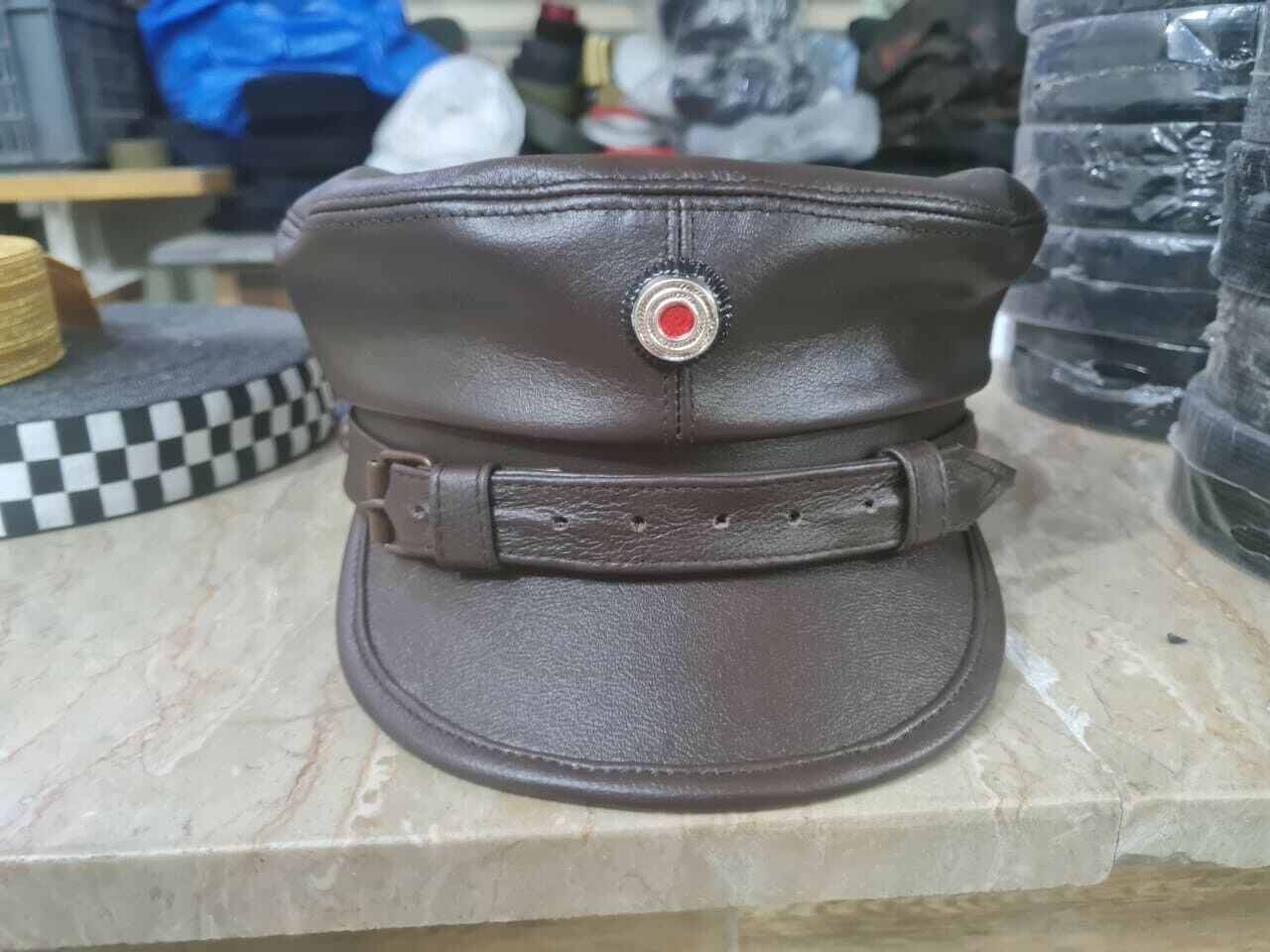 Leather Hat Kepi - Replica Captain Leather Crush Hat Cap Kepi