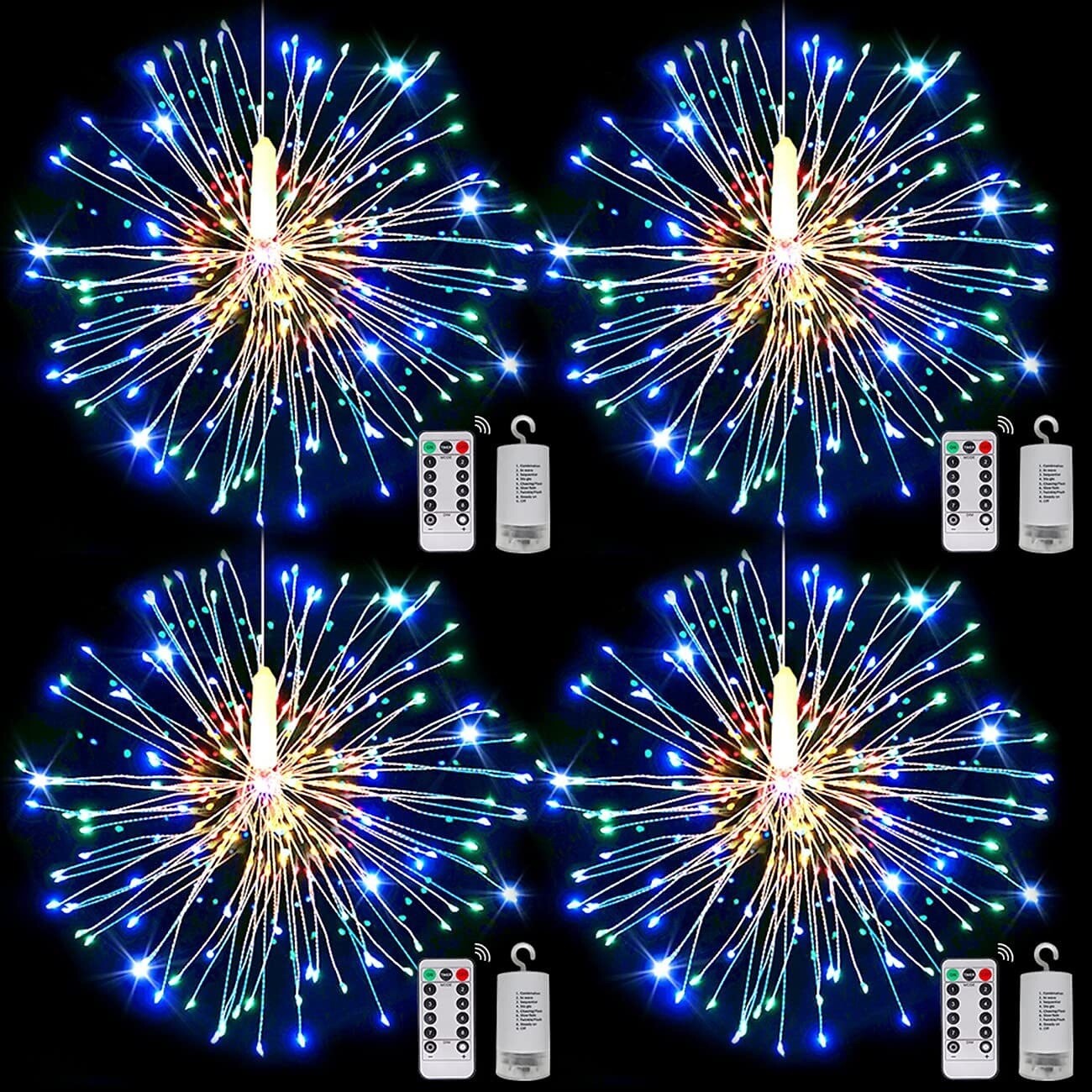 4 Packs Led Lights  String Lights 8 Modes Battery Operated with 4 Remotes