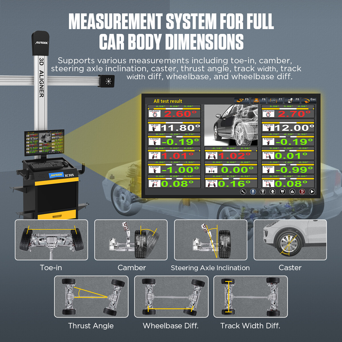 AUTOOL® 3D Wheel Alignment Machine Wheel Tire Aligner System Fully Automatic USA