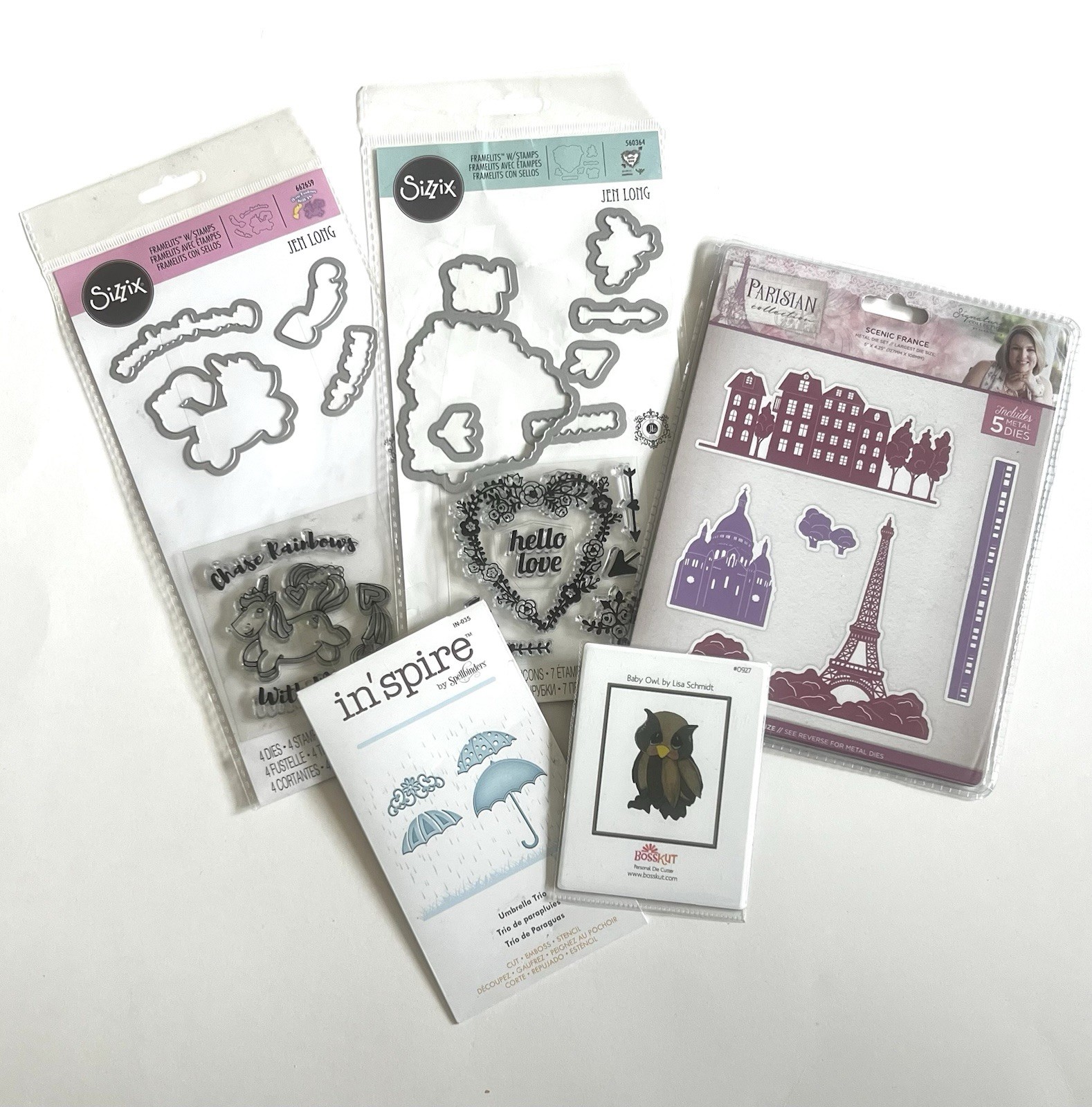 Sizzix & Spellbinders Craft Die Bundle Paris Unicorn Owl Umbrella