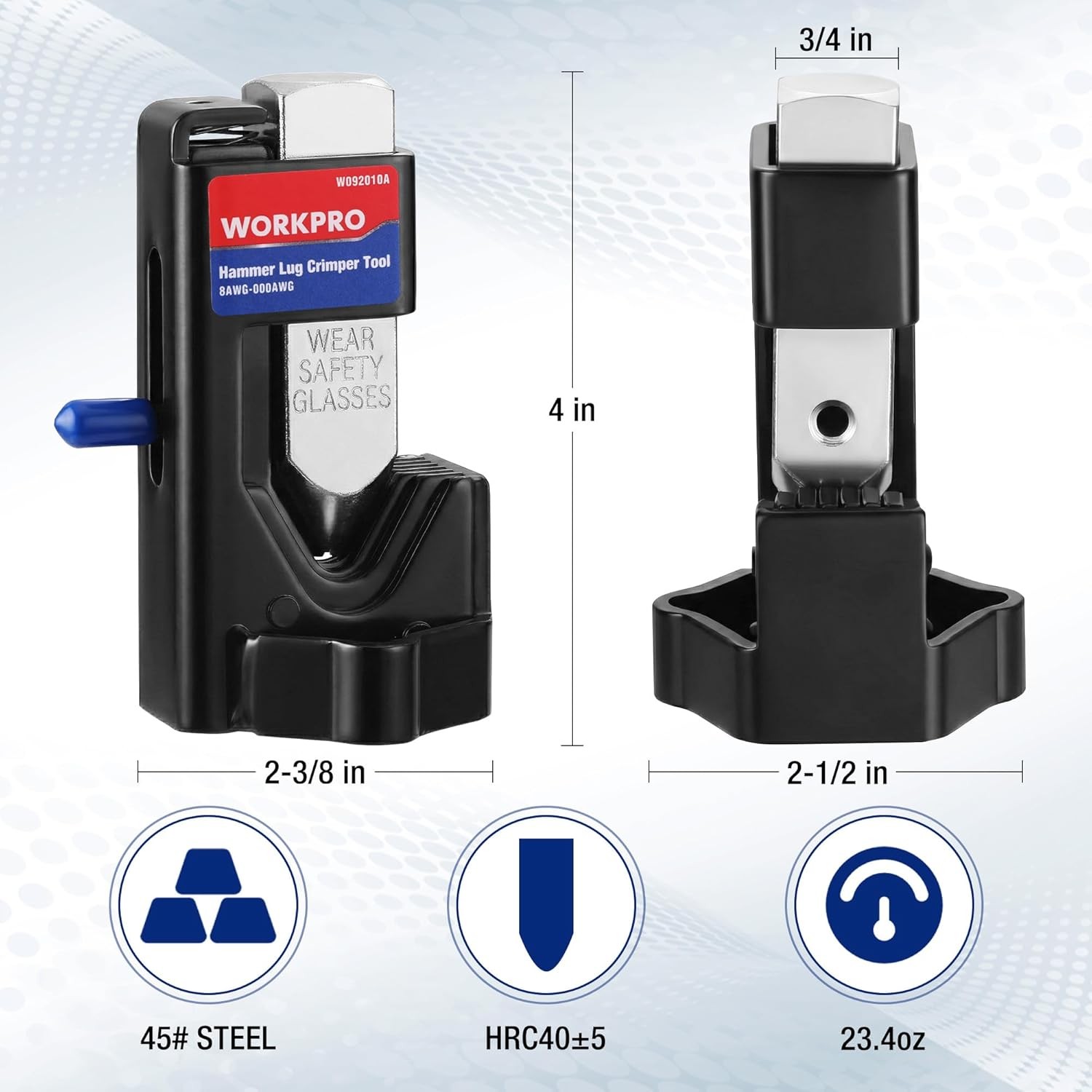 WORKPRO Battery Audio Weld Cables Hammer Crimper Wire Terminal Lug Crimping Tool