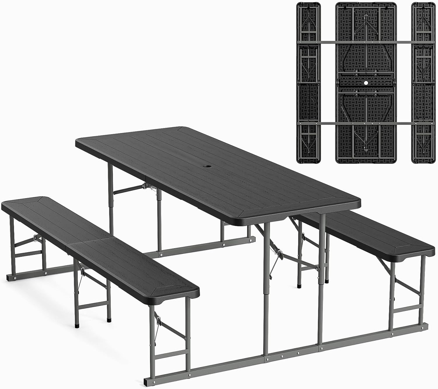 Folding Picnic Table and Bench Set, Portable Outdoor Dining Furniture for