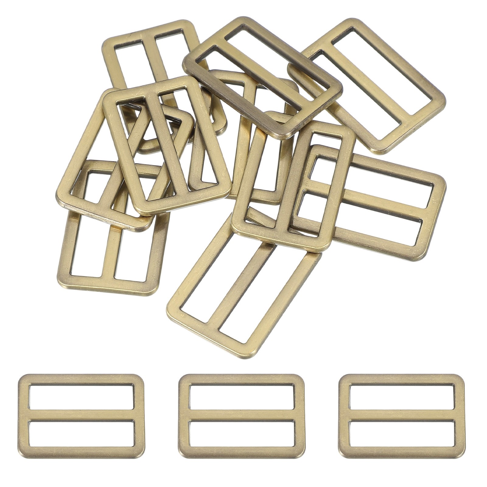 10 Pcs Metal Tri-glide Slide Buckle, 32mm Slider Strap Fastener, Bronze