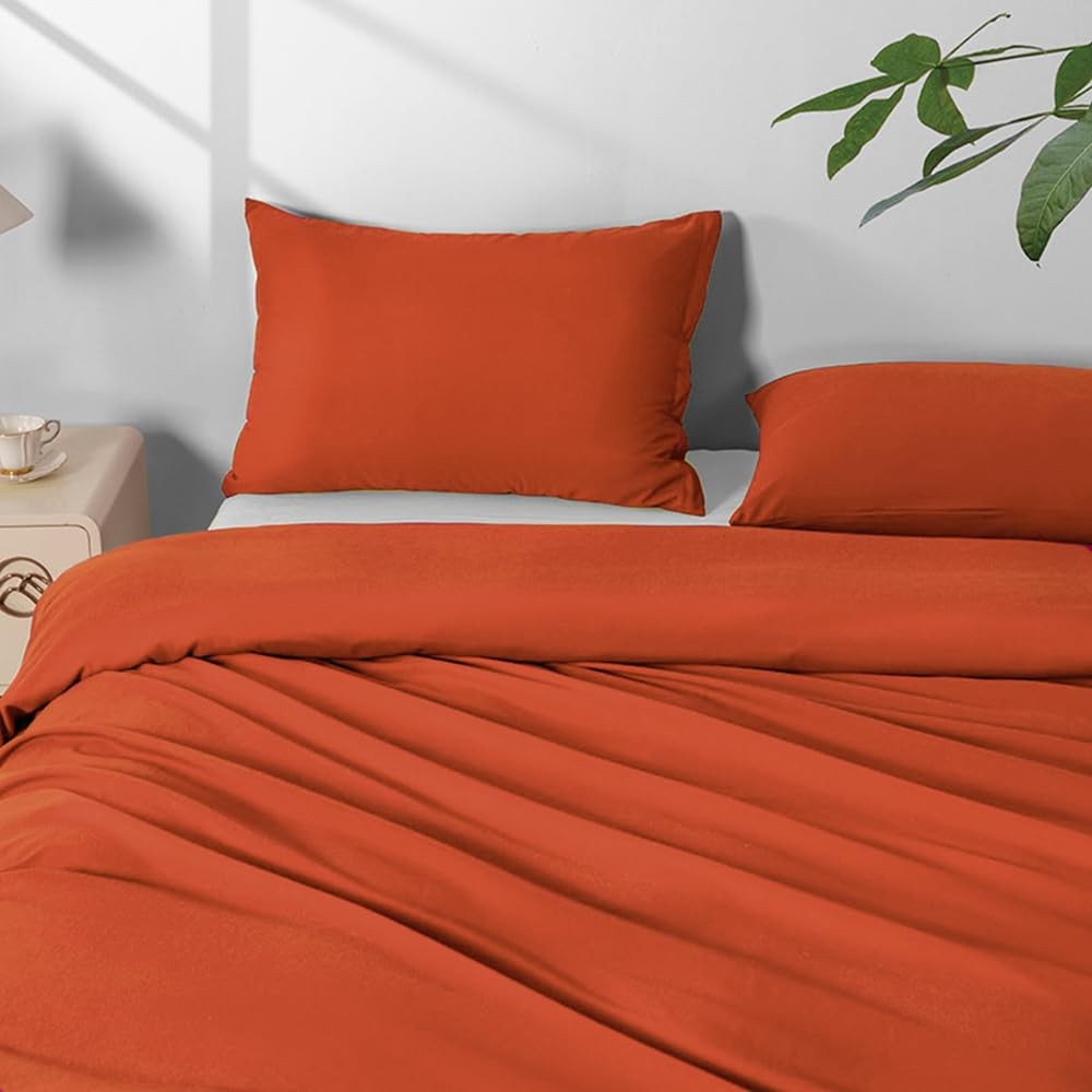 2 Pack Microfiber Standard Size Zipper Pillowcases,Orange Red Pillow Case Set...