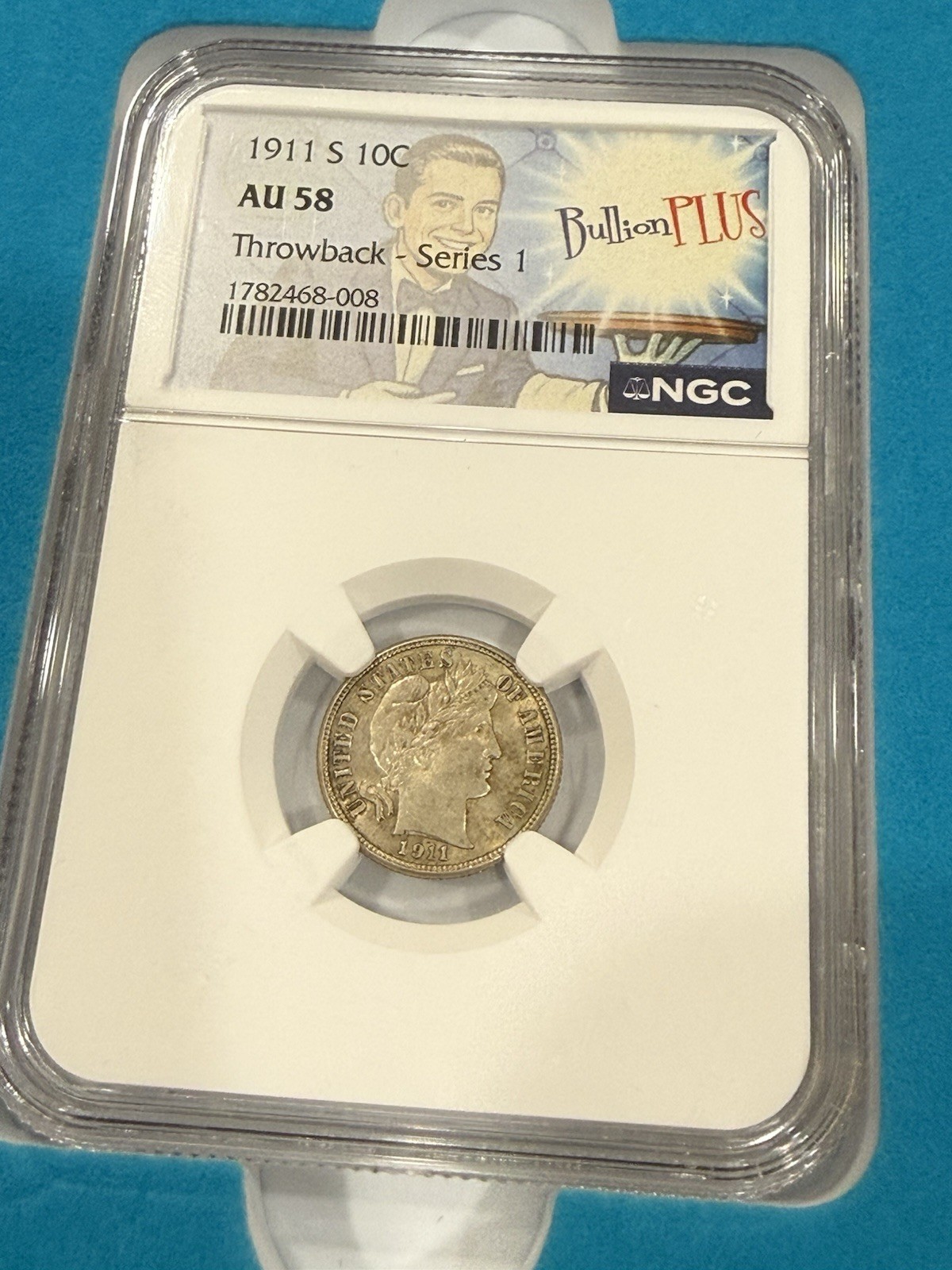 1911 S 10C NGC AU58 BullionPLUS