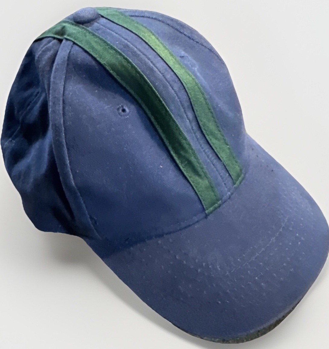 VTG Style Cycling Cap Blue Green Stripe Cotton Bike Hat Retro Notre Dame Colors