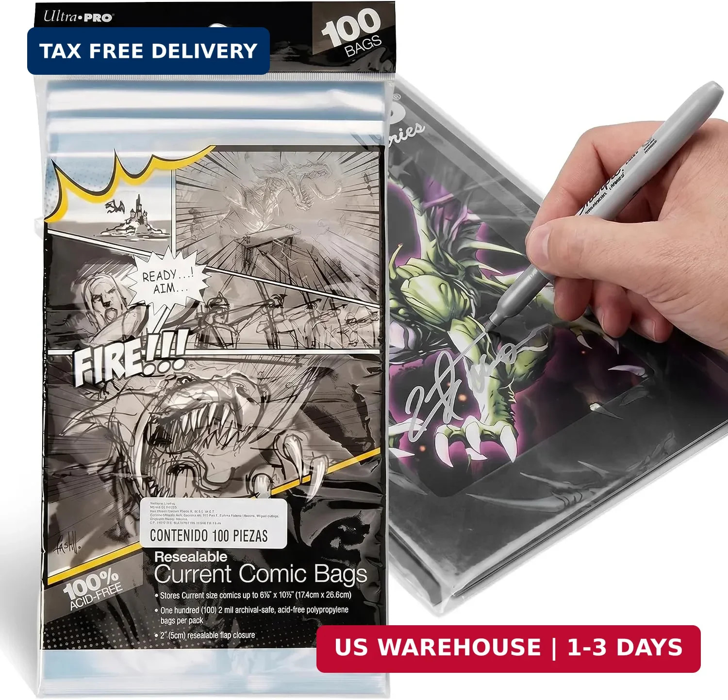 Ultra Pro Resealable Current Size Comic Bags - 2 Mil Clear Polypropylene Comic B