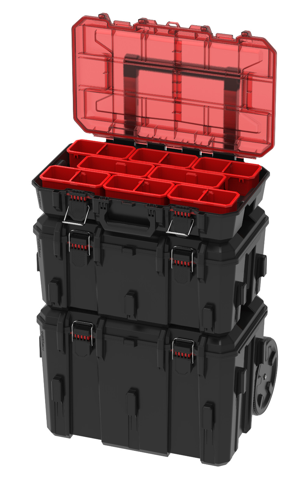 Hyper Tough 3-Pc Heavy Duty Modular Rolling Toolbox System Black