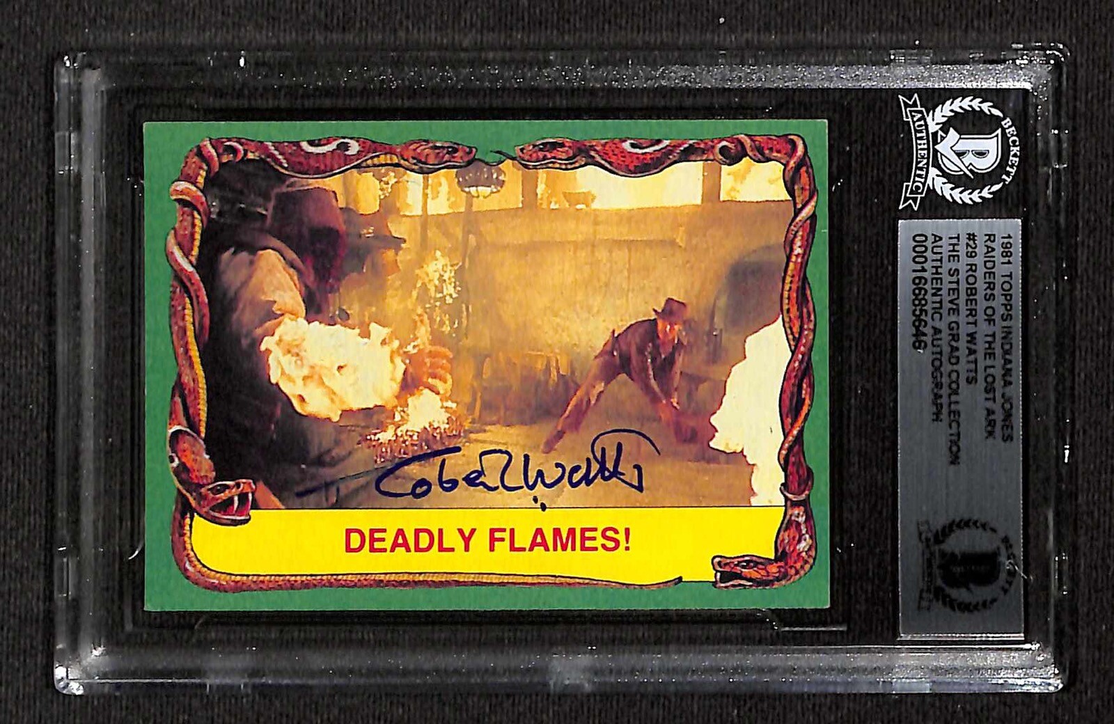 Robert Watts Indiana Jones Producer Signed 1981 Topps Indiana Jones #29 BECKETT