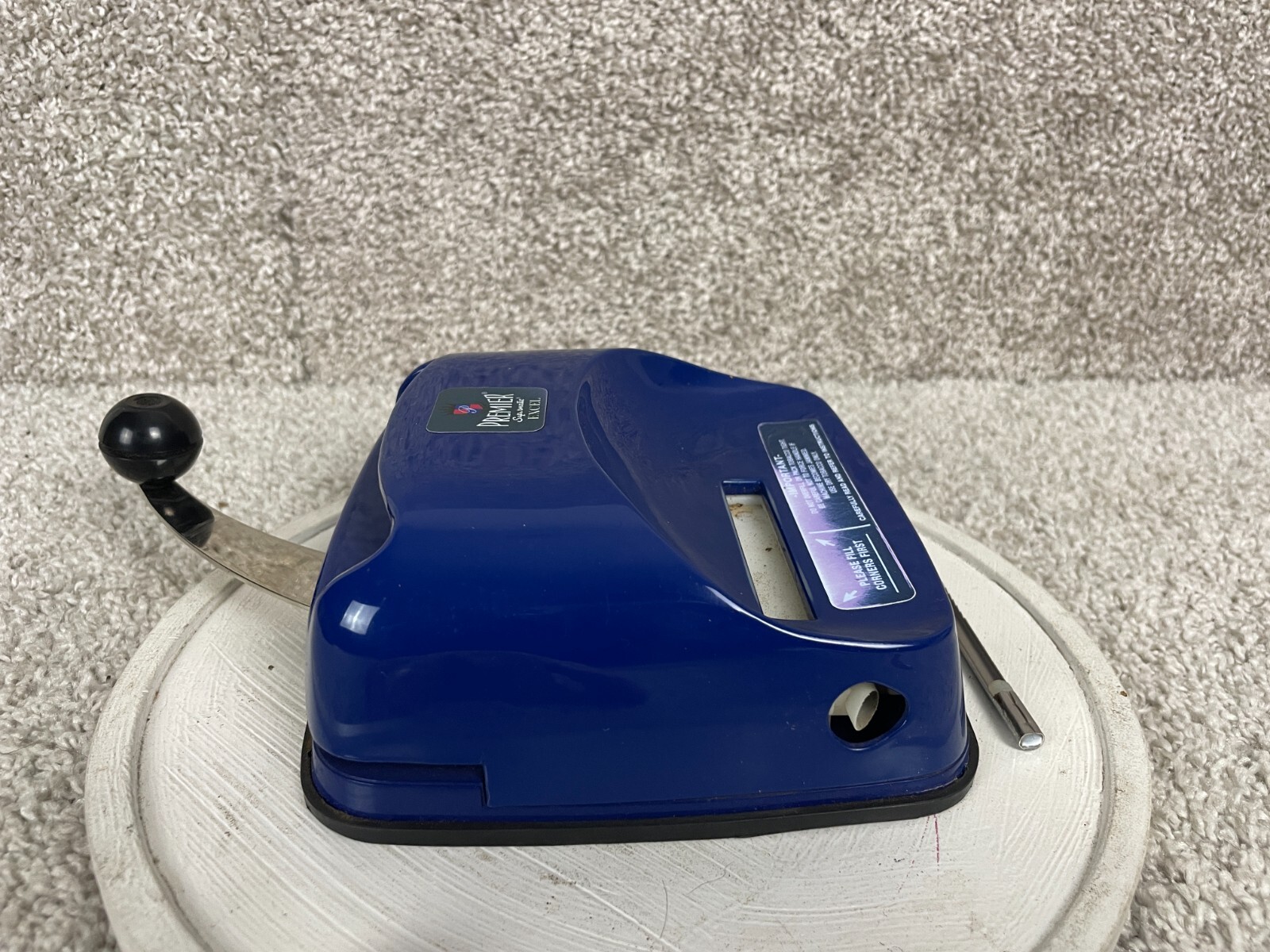 Premier Supermatic Excel Cigarette Making Machine w/ Manual 6"x2.5 Blue
