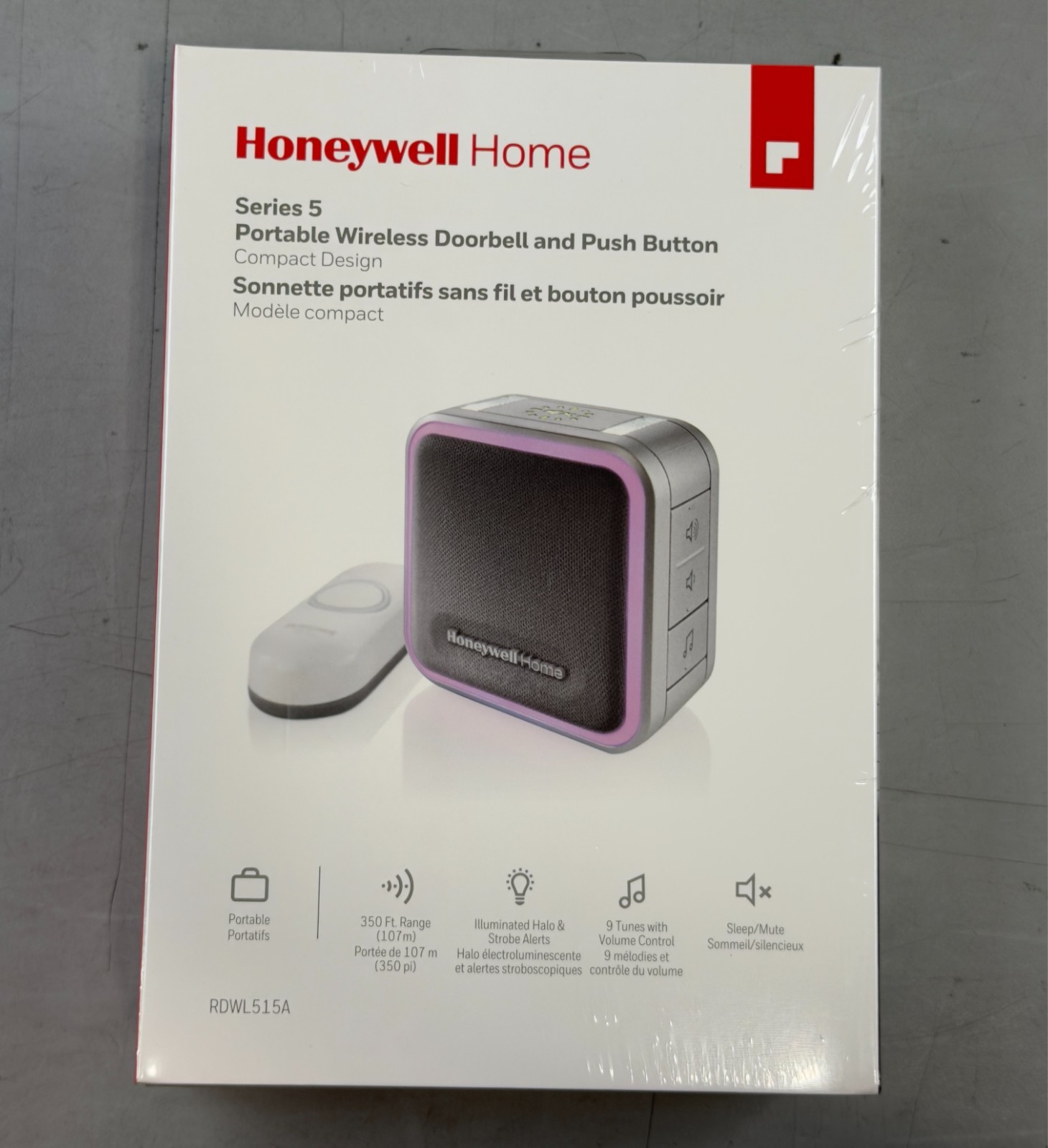 (Lot of 3) Honeywell Series 5 Portable Wireless Doorbell - Light & Push Button