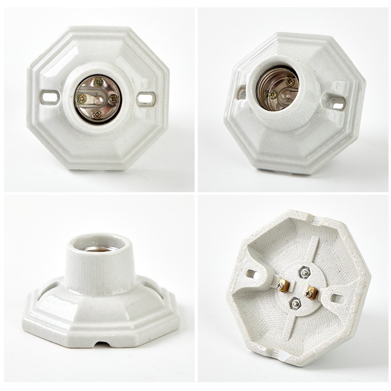 1x E26 E27 Light Socket Porcelain Ceramic Screw Socket Lamp Holder Bulb Base