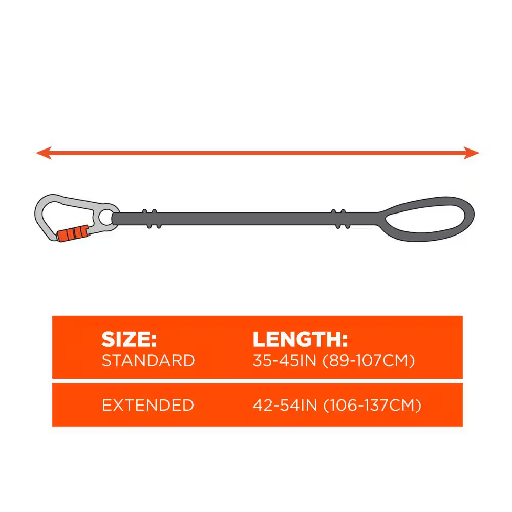 10 Lbs. Black Standard Single Carabiner Tool Lanyard