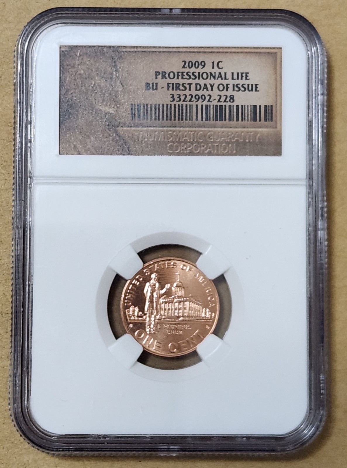 U.S.A. 🇺🇸 ONE CENT COIN 2009 (NGC / BU - FIRST DAY OF ISSUE / COMMEMORATIVE)
