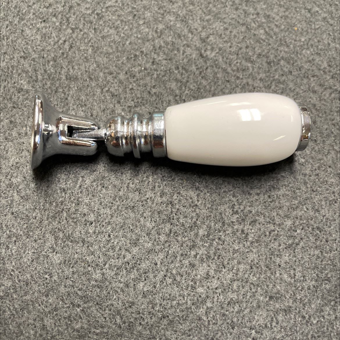 Teardrop Pendant Drop Pull - White Ceramic & Chrome Plated