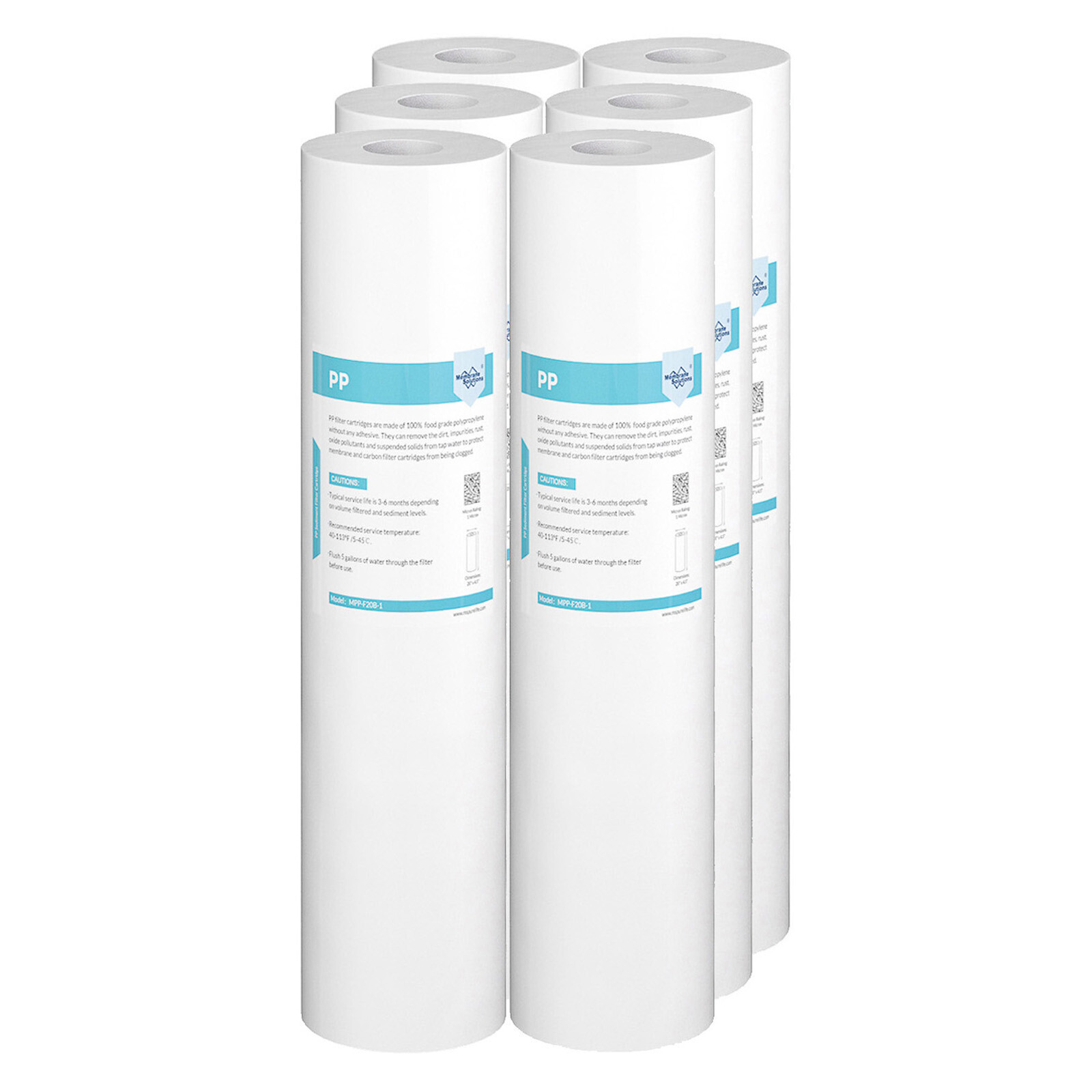 6 Pack 1/5 Micron 20"x4.5" Big Blue Whole House Sediment Water Filter Cartridge