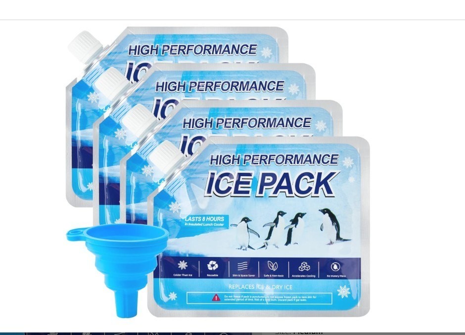 Reusable Ice Packs for Cooler, 4 Pack Freezer Ice Packs for Lunch Boxes, Cooler