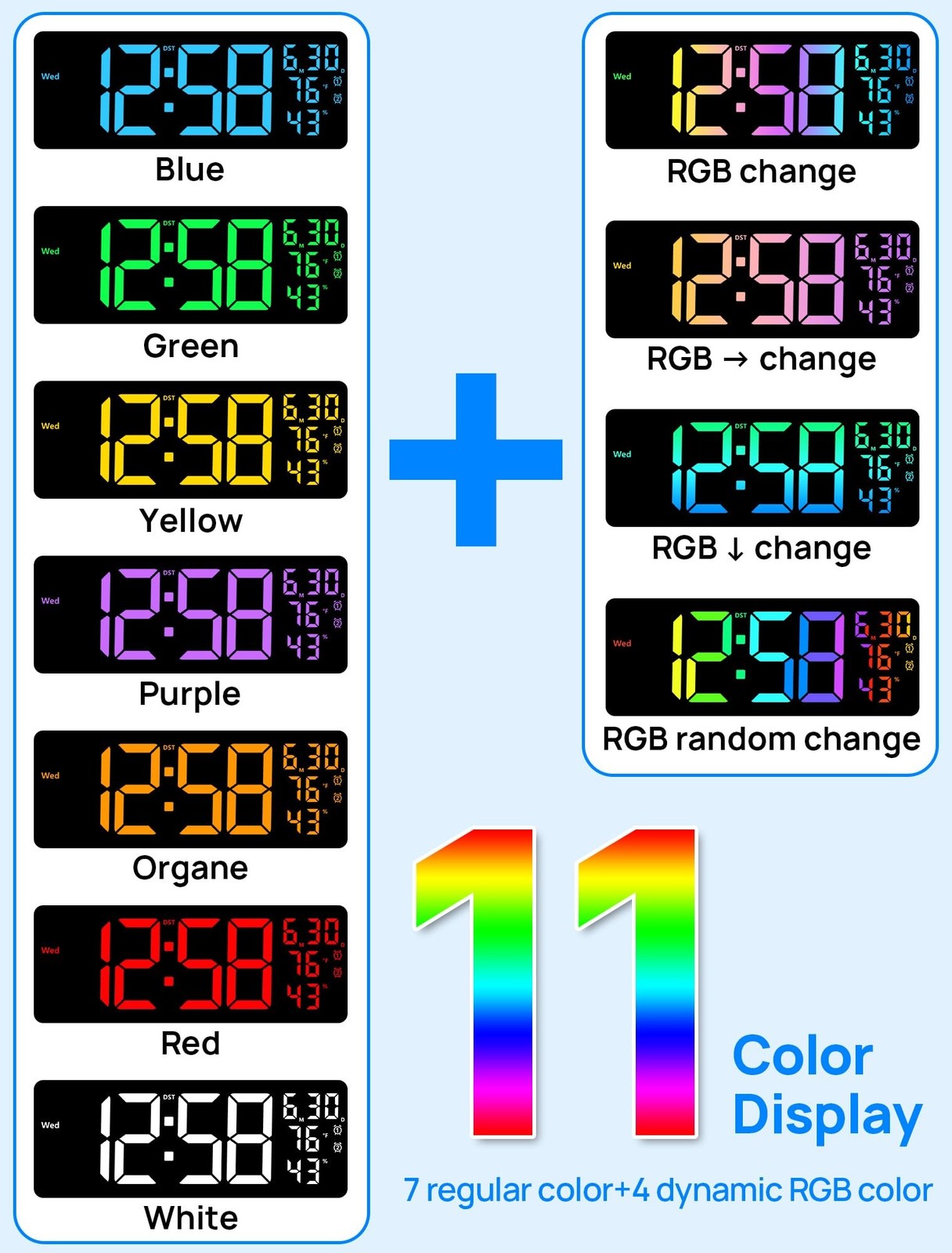 MASHI 17.3" Large Digital Wall Mount Clock, Digital Clock with Remote Control...