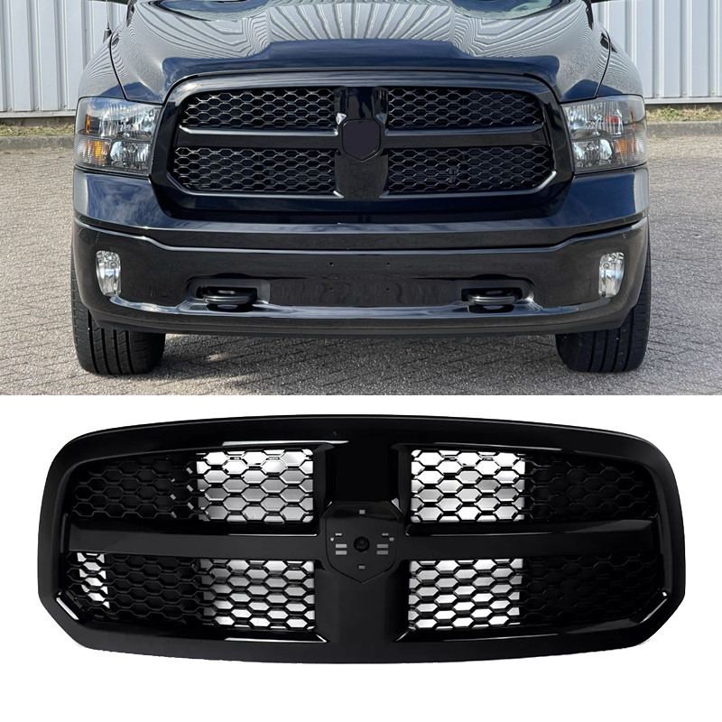 Gloss Black Grill Honeycomb Front Bumper Grille For Dodge Ram 1500 2013-2018 New