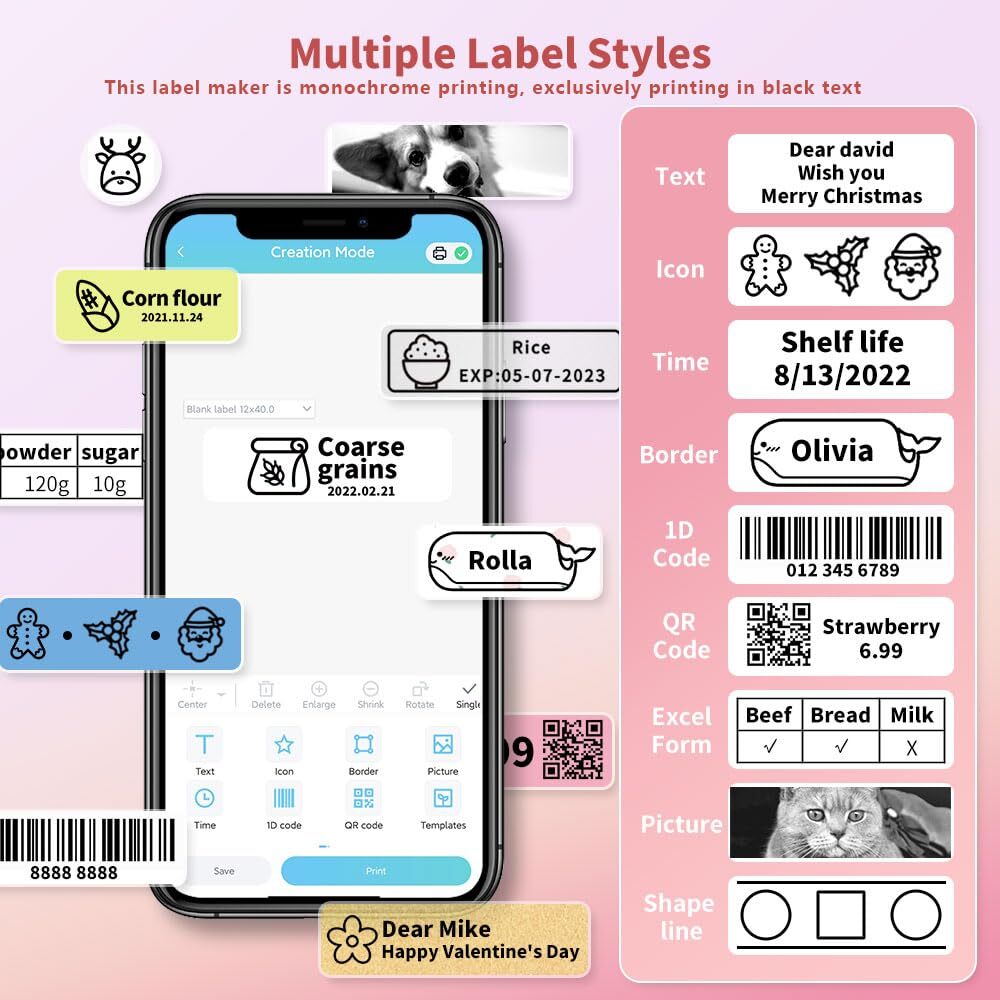Label Maker Machine D30 Portable Handheld Bluetooth mini Label maker Printer ...