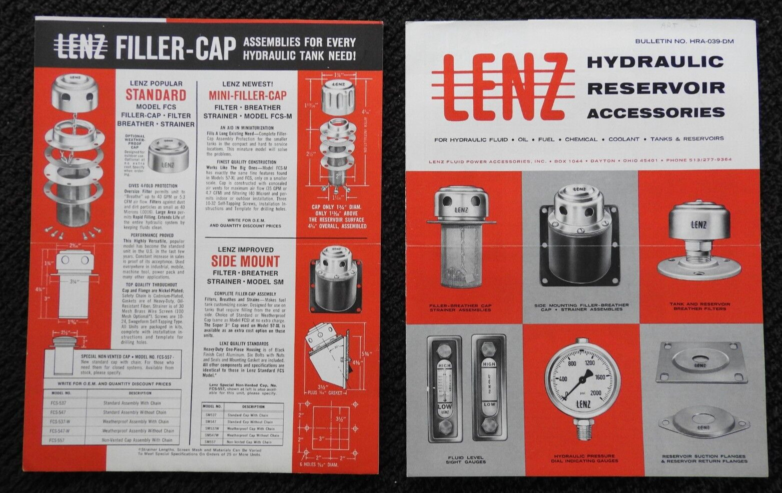 1969 Lenz Fluid Power Accessories Inc. Engineering Sales Literature Dayton OH