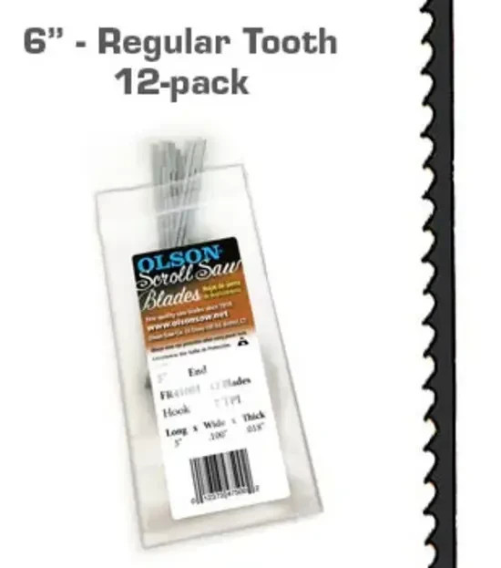 Olson Scroll Saw Blades 411 Plain Edge 6" .110 0.022 15 TPI USA