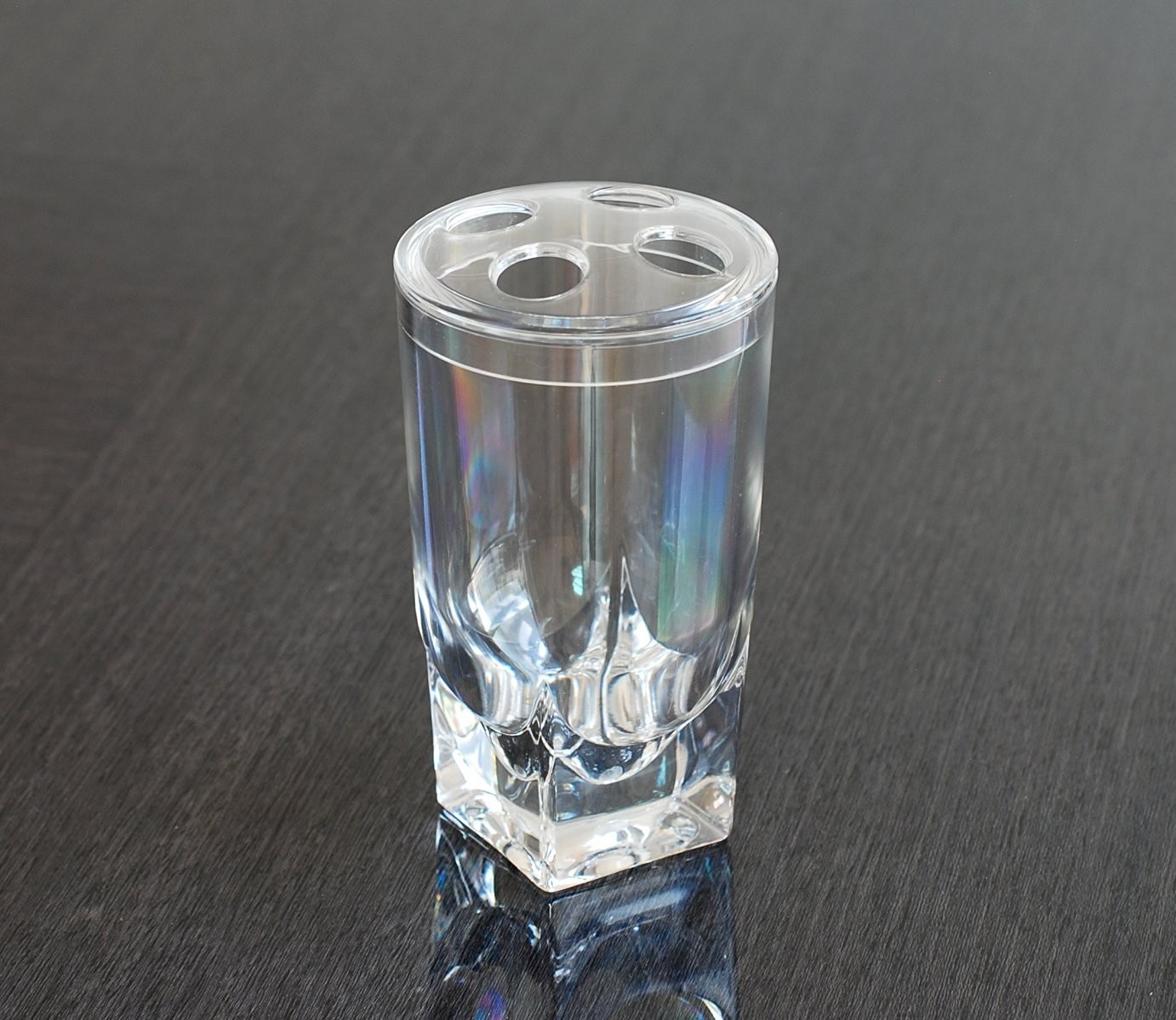 QG 4 pc Ice Cube Square Heavy Base Clear Acrylic Plastic Bathroom Accessory Set