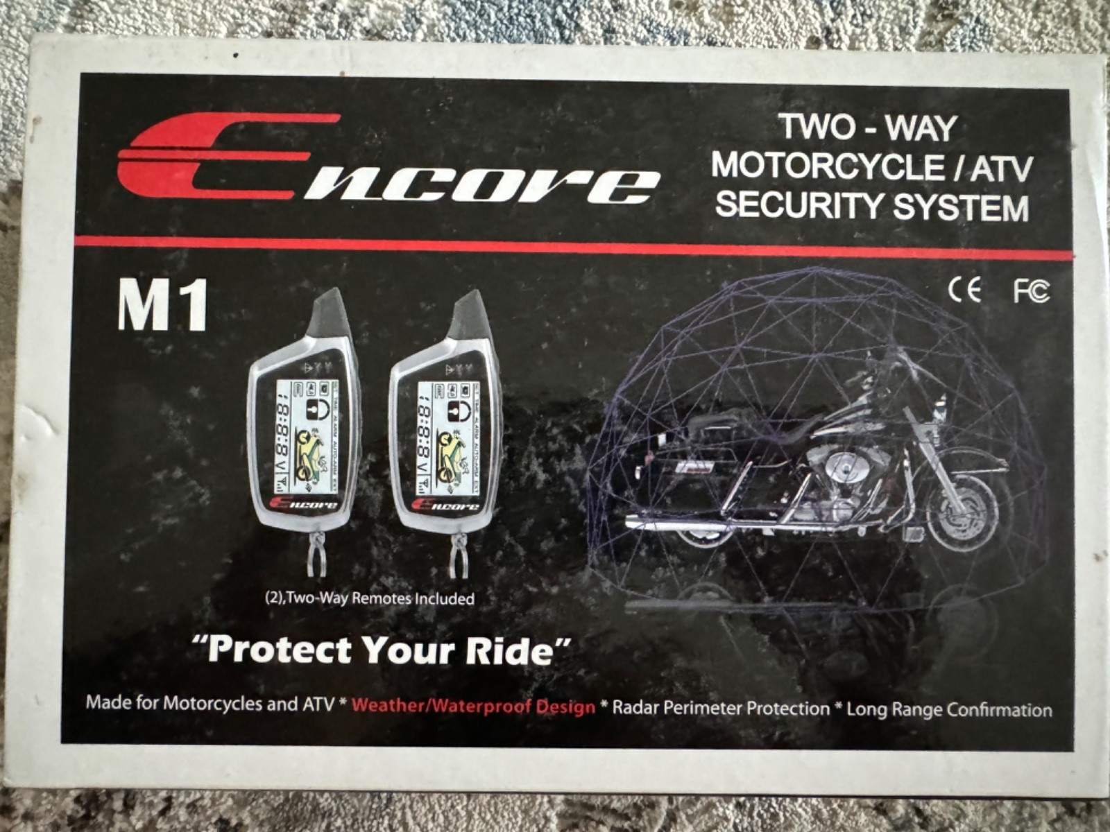 NEW Encore M1 Motorcycle ATV Alarm 2 Way LCD Remote Security System Waterproof N