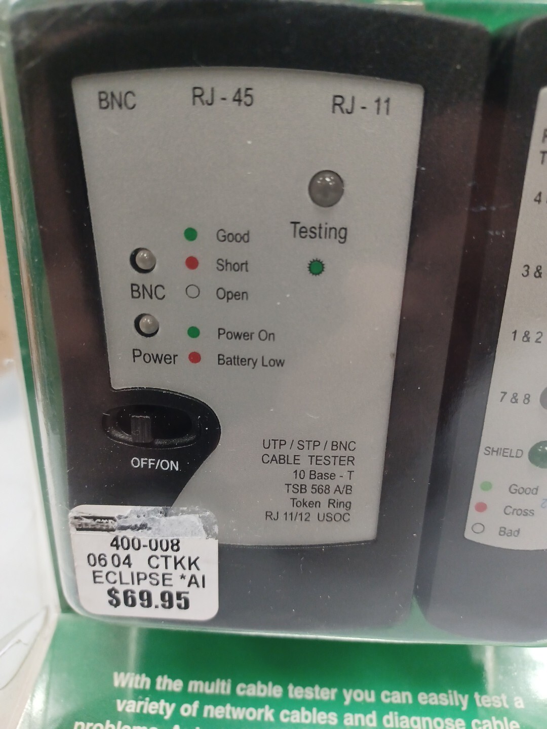 PATCH CABLE TESTER W/REMOTE PART NUMBER 400-008