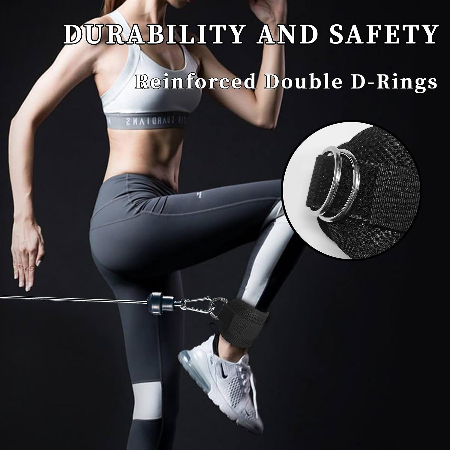 Fitness Ankle Straps for Cable Machines, 2 Pack Comfortable Adjustable Padded An