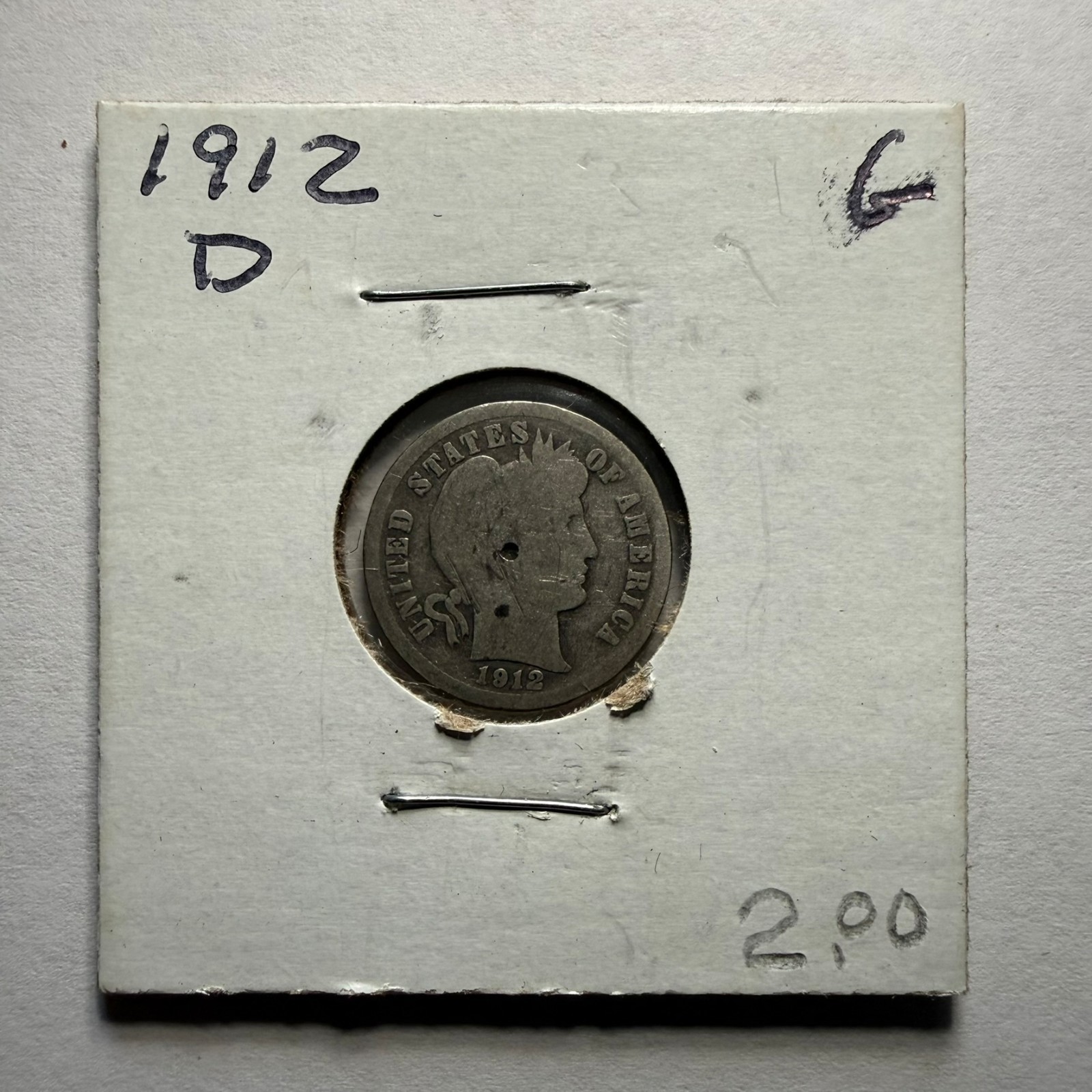 1912-D Barber Dime 10C SILVER - Good (G)