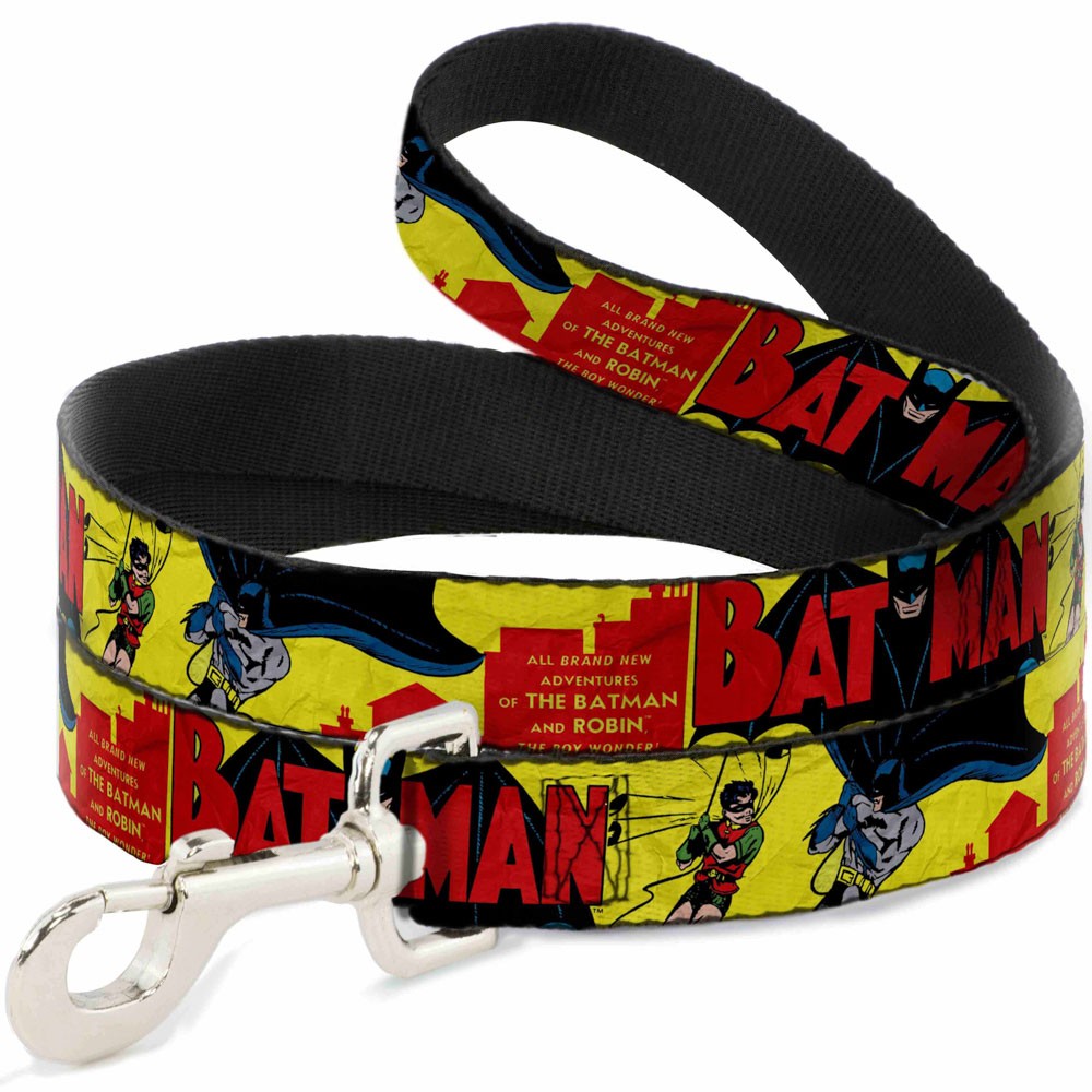 Dog Leash Classic BATMAN Issue #1 Robin & Batman Cover Pose Yellow/Red NARROW 0.