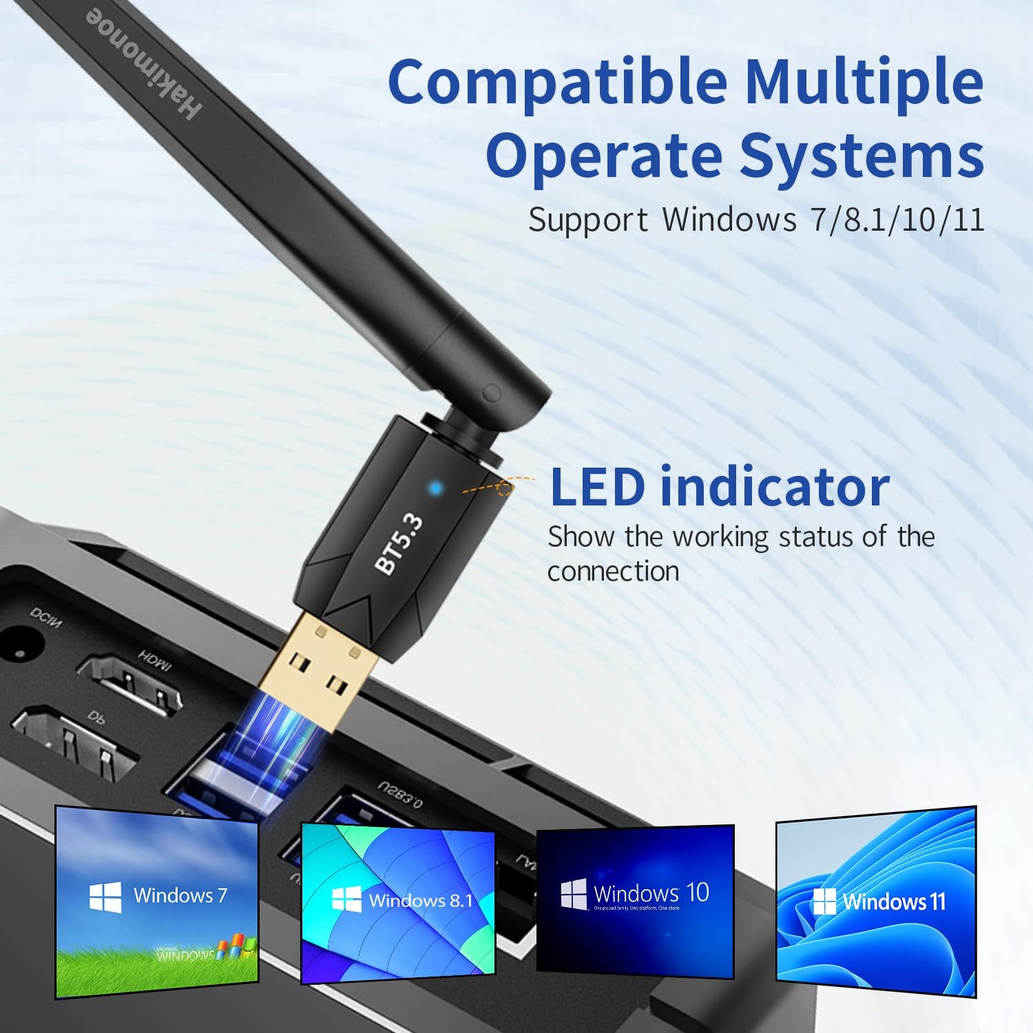 Long Range USB Bluetooth 5.3 Wireless Adapter Dongle Antenna For PC Windows