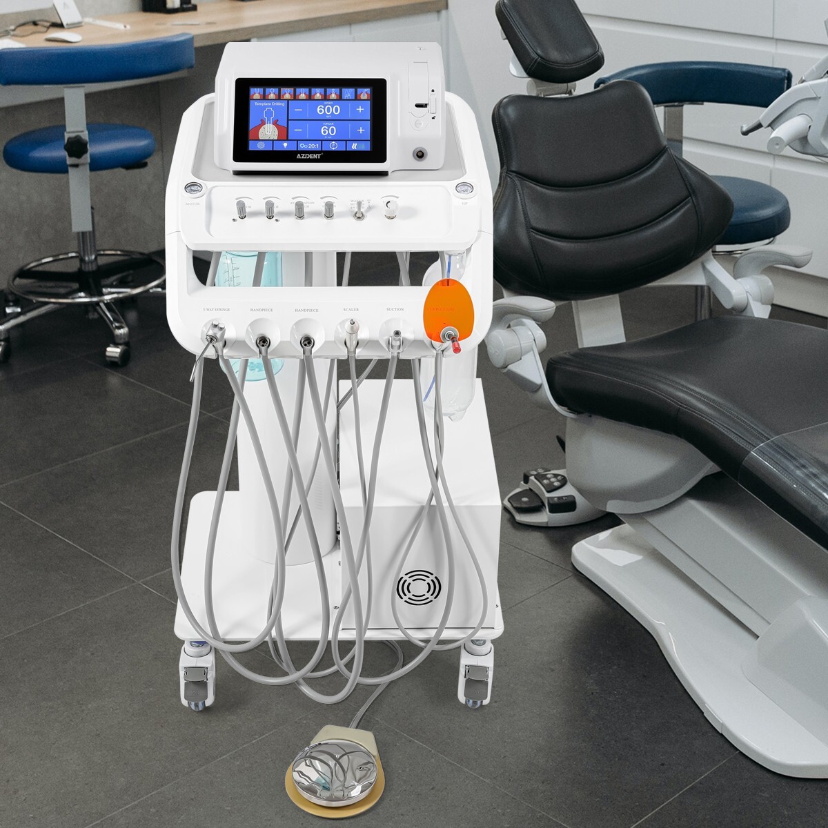 Portable Dental Delivery Unit Syringe Suction Turbine With Air Compressor UPS