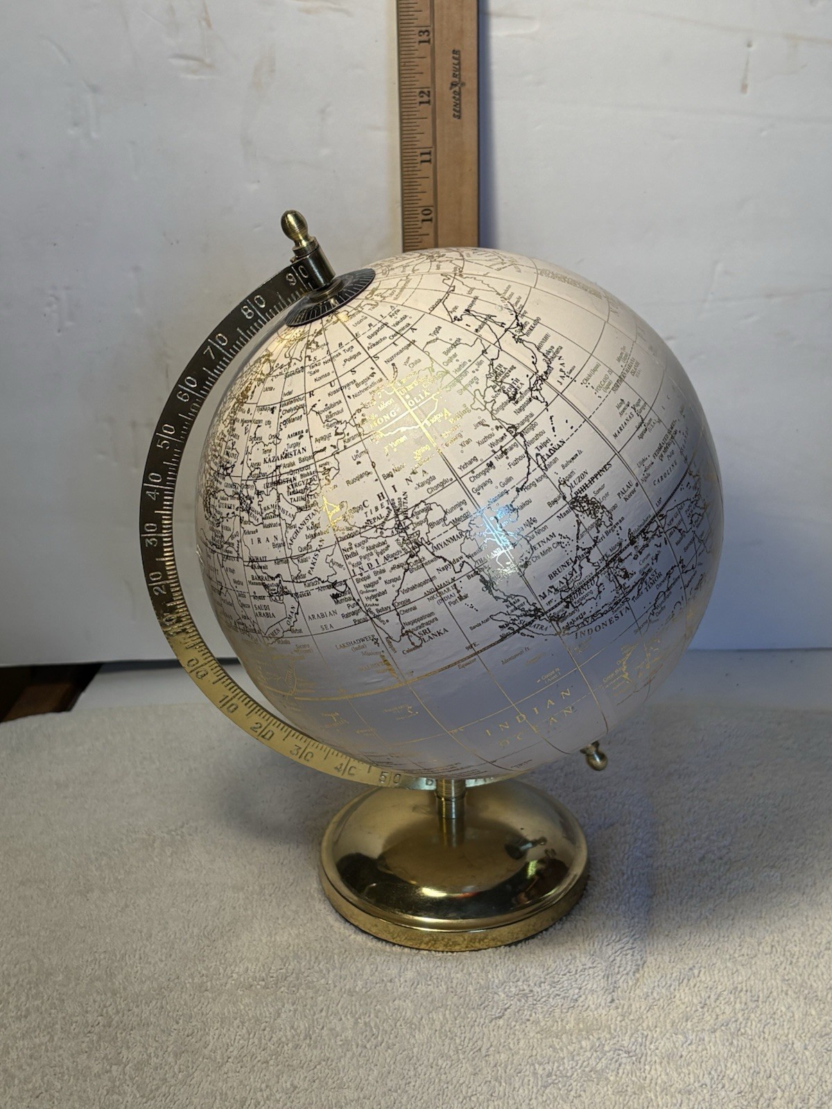White And Gold Tabletop Globe