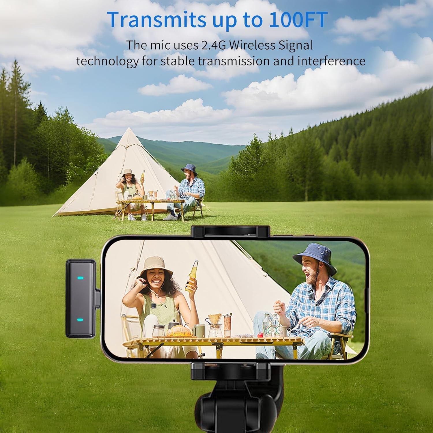 Plug-and-Play Wireless Lavalier Mic for iPhone and Android - Clear Audio Anytime