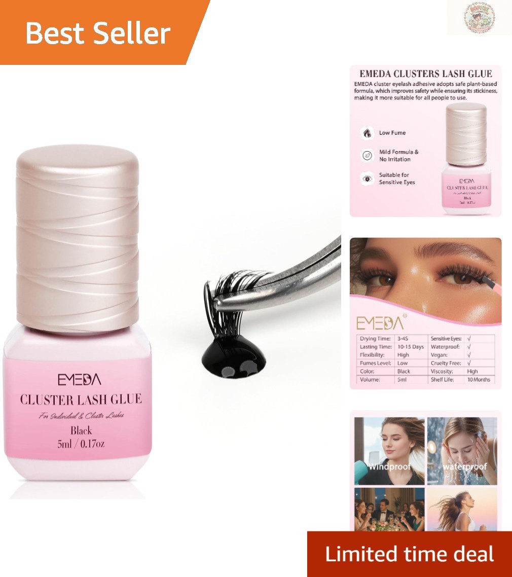 3-Second Drying Waterproof Lash Glue for Sensitive Eyes - Strong Hold & Flexible