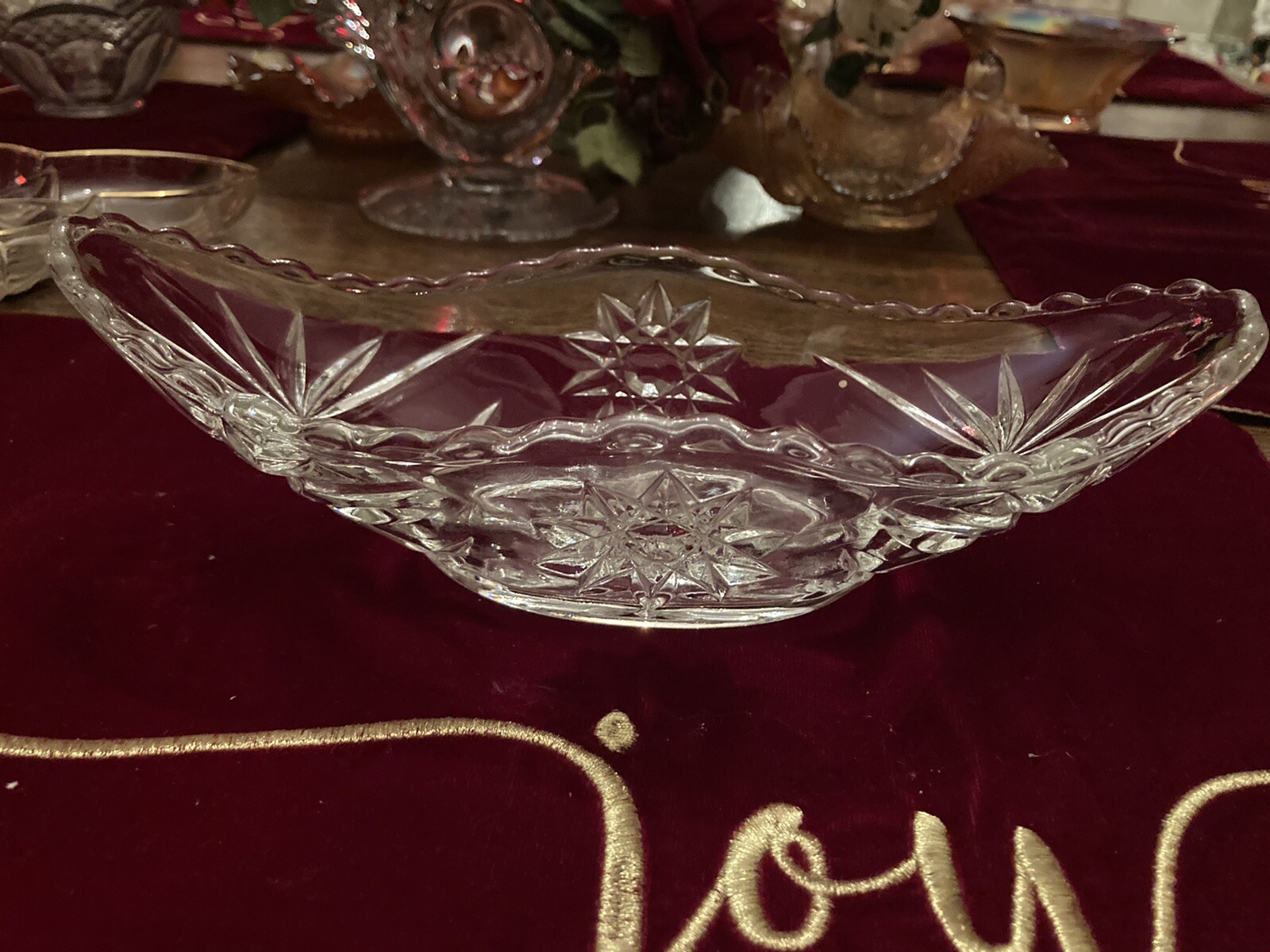 Vtg Anchor Hocking Star of David Celery Dish 9.25 in