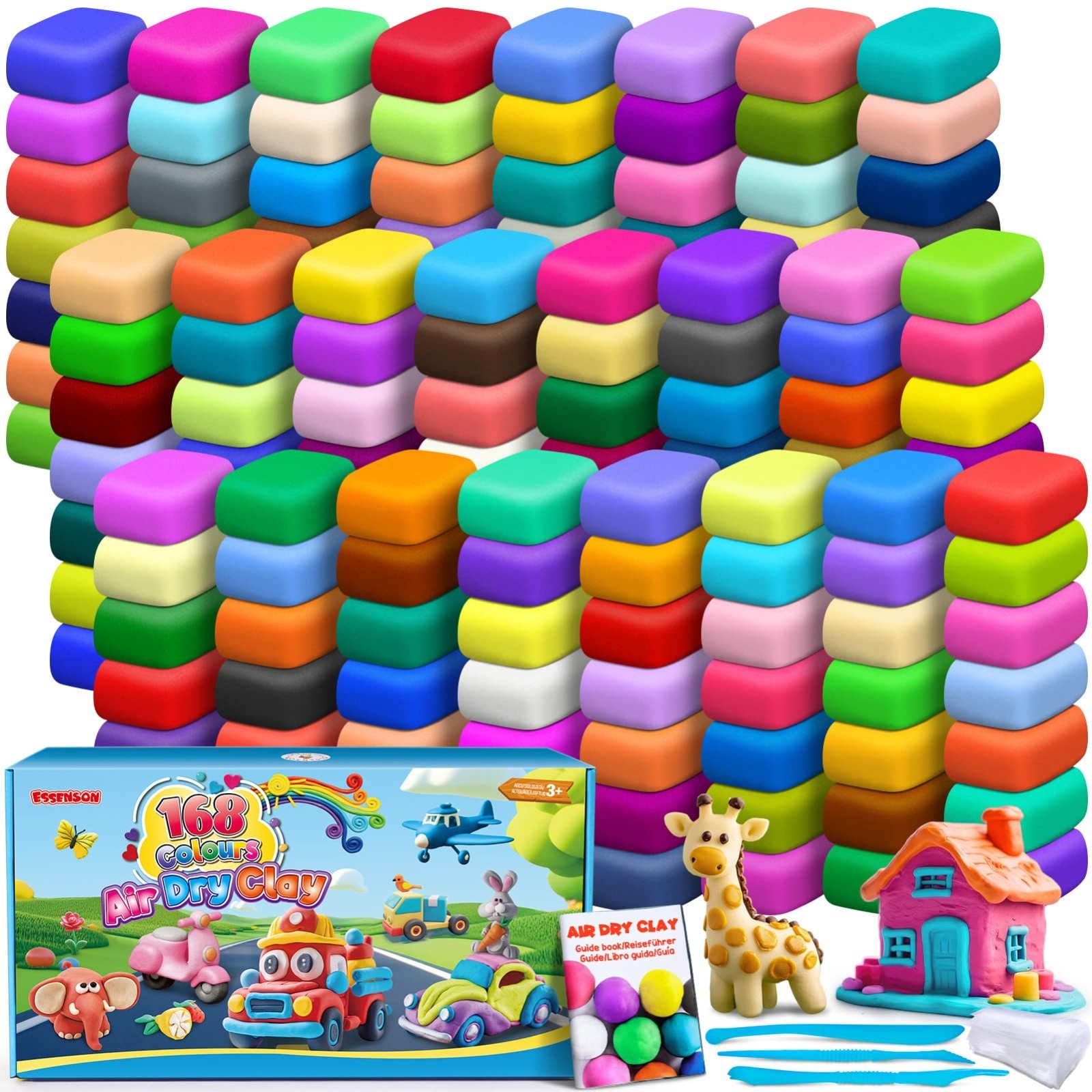168 Colors Air Dry Clay for Kids - DIY Molding Magic Clay with Tools, Gifts for