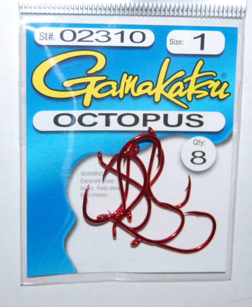 gamakatsu octopus hook size 1 red 8 per pack # 02310 trout salmon etc versatile