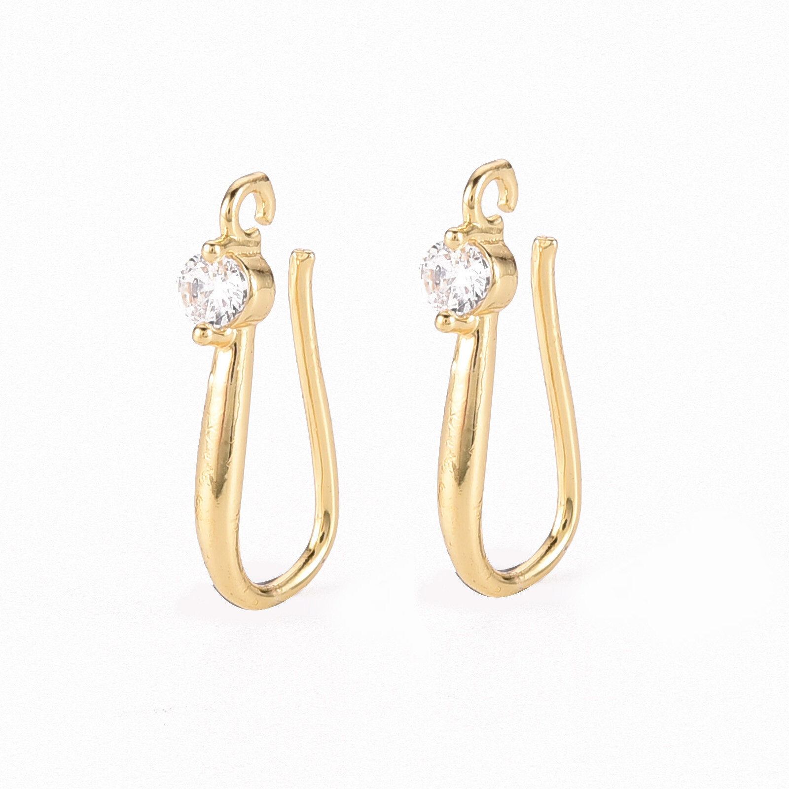 50Pcs Nickel Free Brass Micro Pave Cubic Zirconia Earring Hooks with Loop 17mm