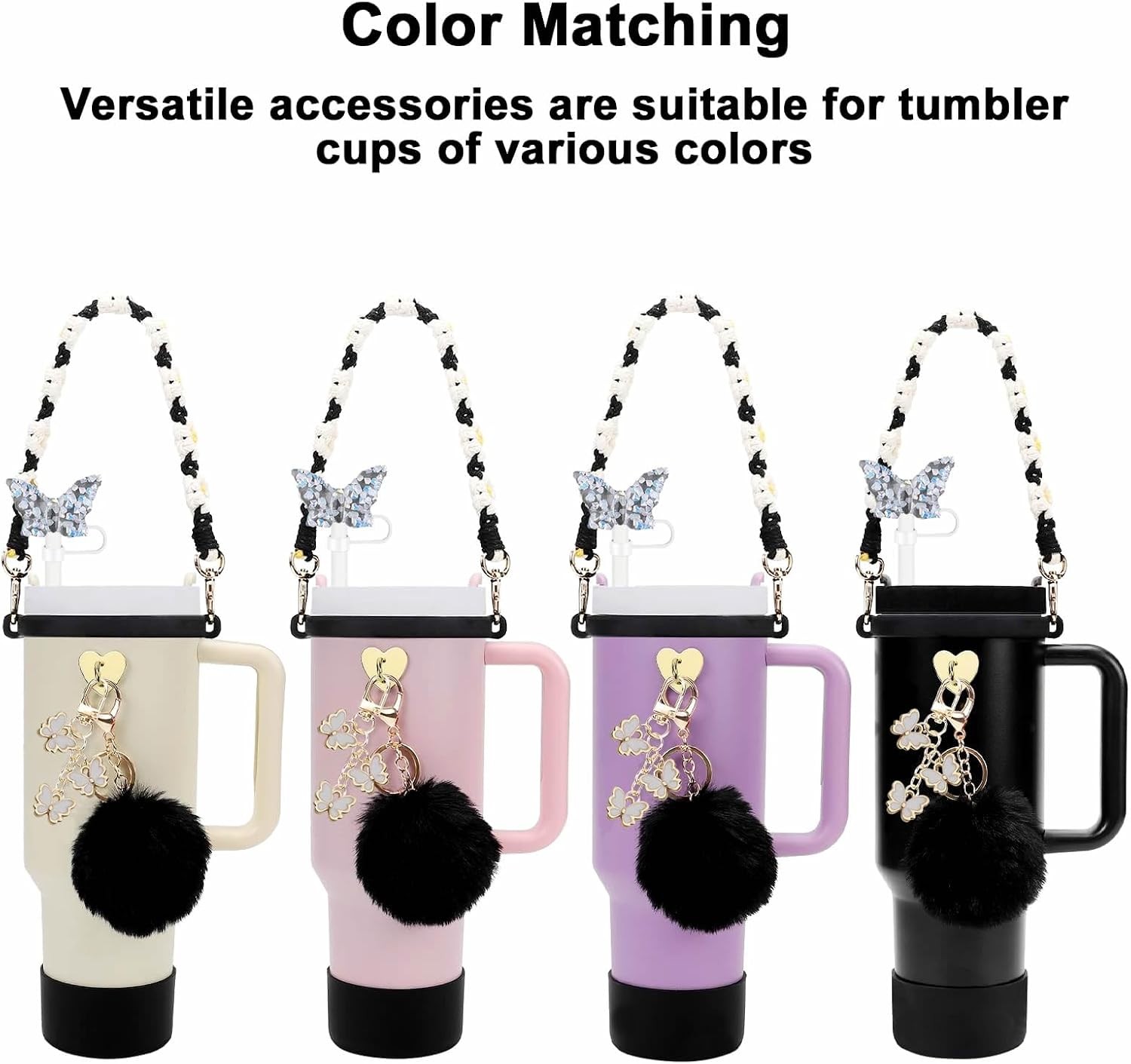 Accessories Set for Stanley Cup Boot Strap Butterfly | 7PCS set includes boot
